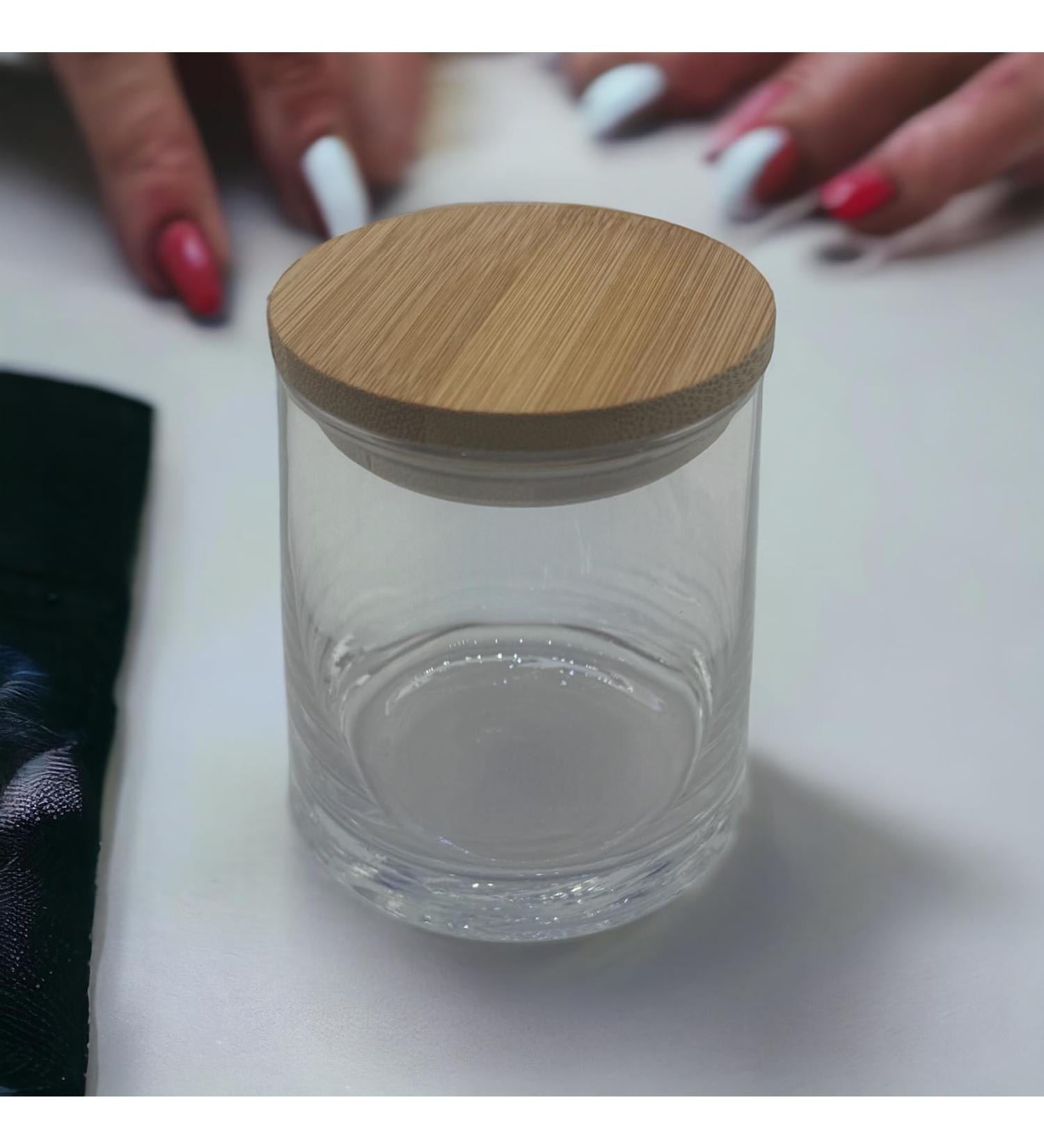 Iridescent AB Jar 8 oz - Acrylic Dappen Dish for Nails - Acrylic Brush Holder - Tool Storage - Manicure Jar (Bamboo Lid) - Buy Online on GoSupps.com