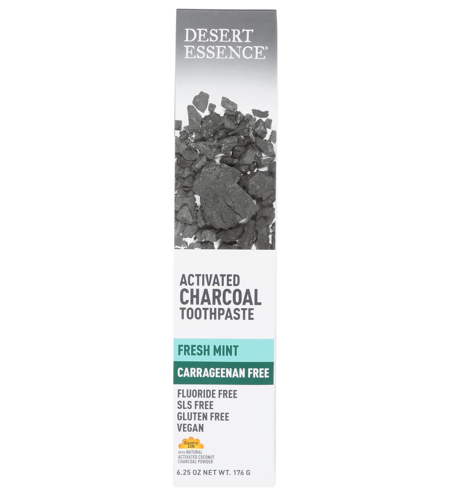 Desert Essence Activated Charcoal Toothpaste Fresh Mint 6.25 oz (Pack of 3)