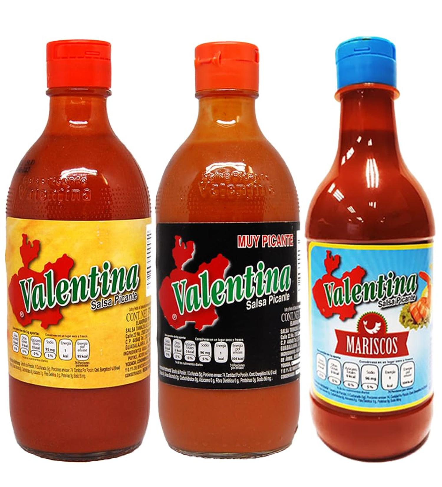 Valentina Hot Sauce Trio/Authentic Mexican Valentina Salsa Picante Red Black & Mariscos Bottle Pack - Buy Online on GoSupps.com