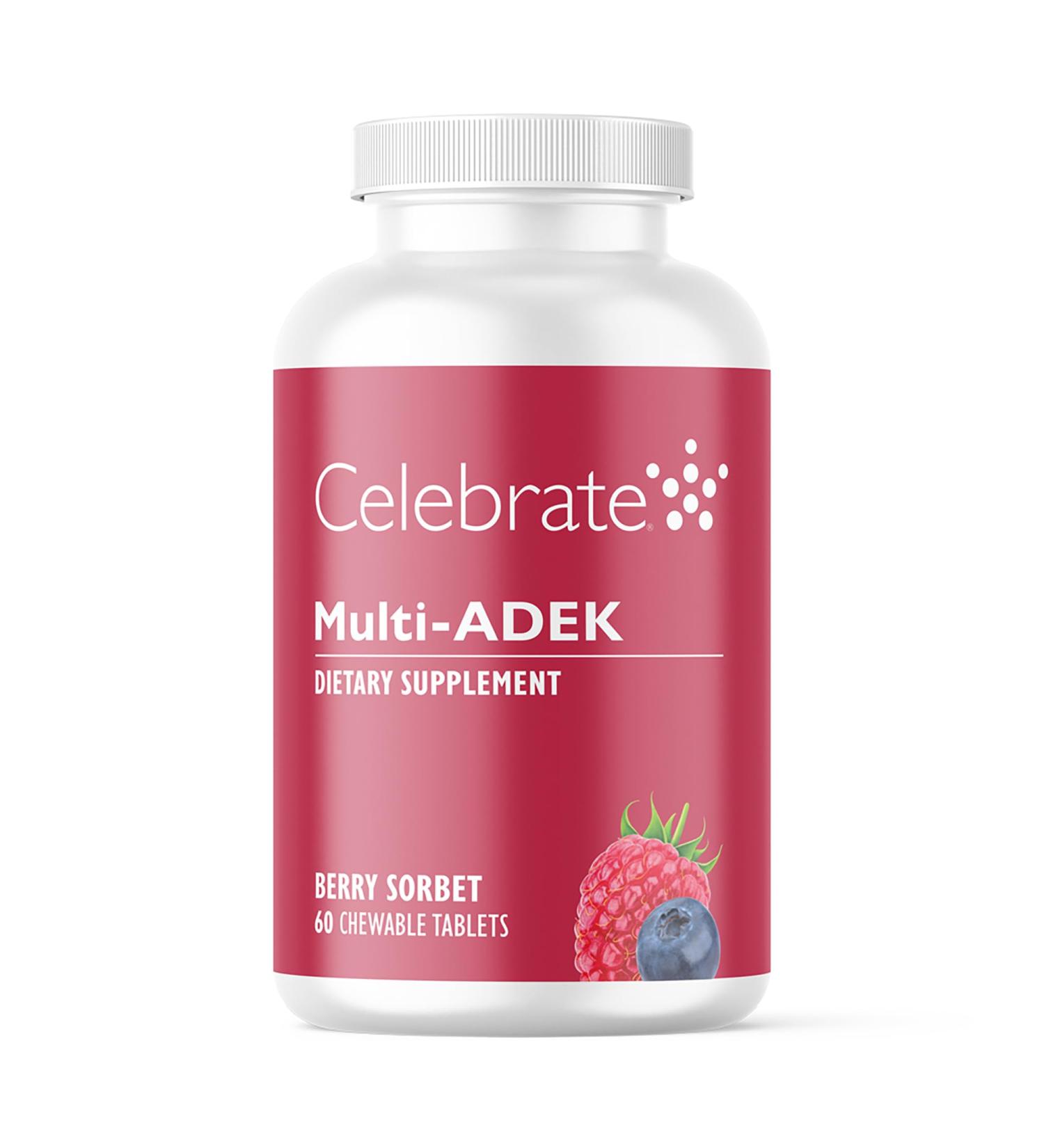 Celebrate Vitamins Multi ADEK Chewables Iron Free - Daily Bariatric Multivitamin High Level of Vitamins A D E K & B12 for Duodenal Switch Surgery Patients - Berry Sorbert (60 Tablets) 60 Count (Pack of 1) - Buy Online on GoSupps.com