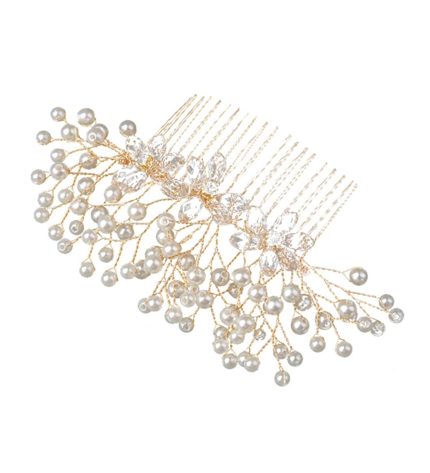 DOITOOL Bridal Hair Comb Rhinestone Bridal Crystal Hair Comb Gold Wedding Clip Side Hair Combs Wedding Flower Hair Comb Leaf Hair Pin Hair Accessories European and American Bride - Buy Online on GoSupps.com