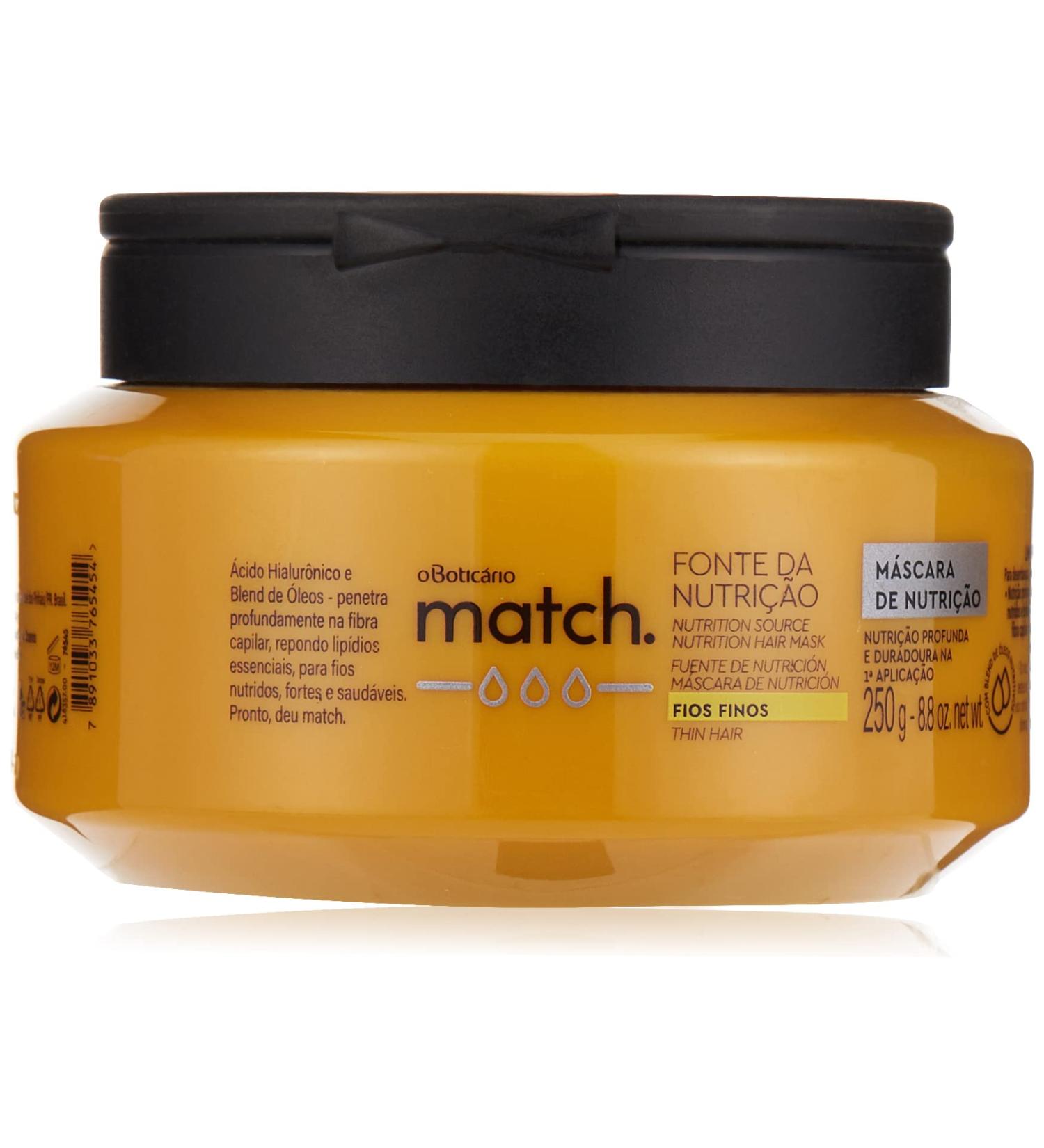 Boticario - Linha Match (Fonte de Nutricao) - Mascara Capilar Fios Finos 250 Gr Match (Nourishing Fountain) Collection - Thin Hair Mask Net 8.8 Oz