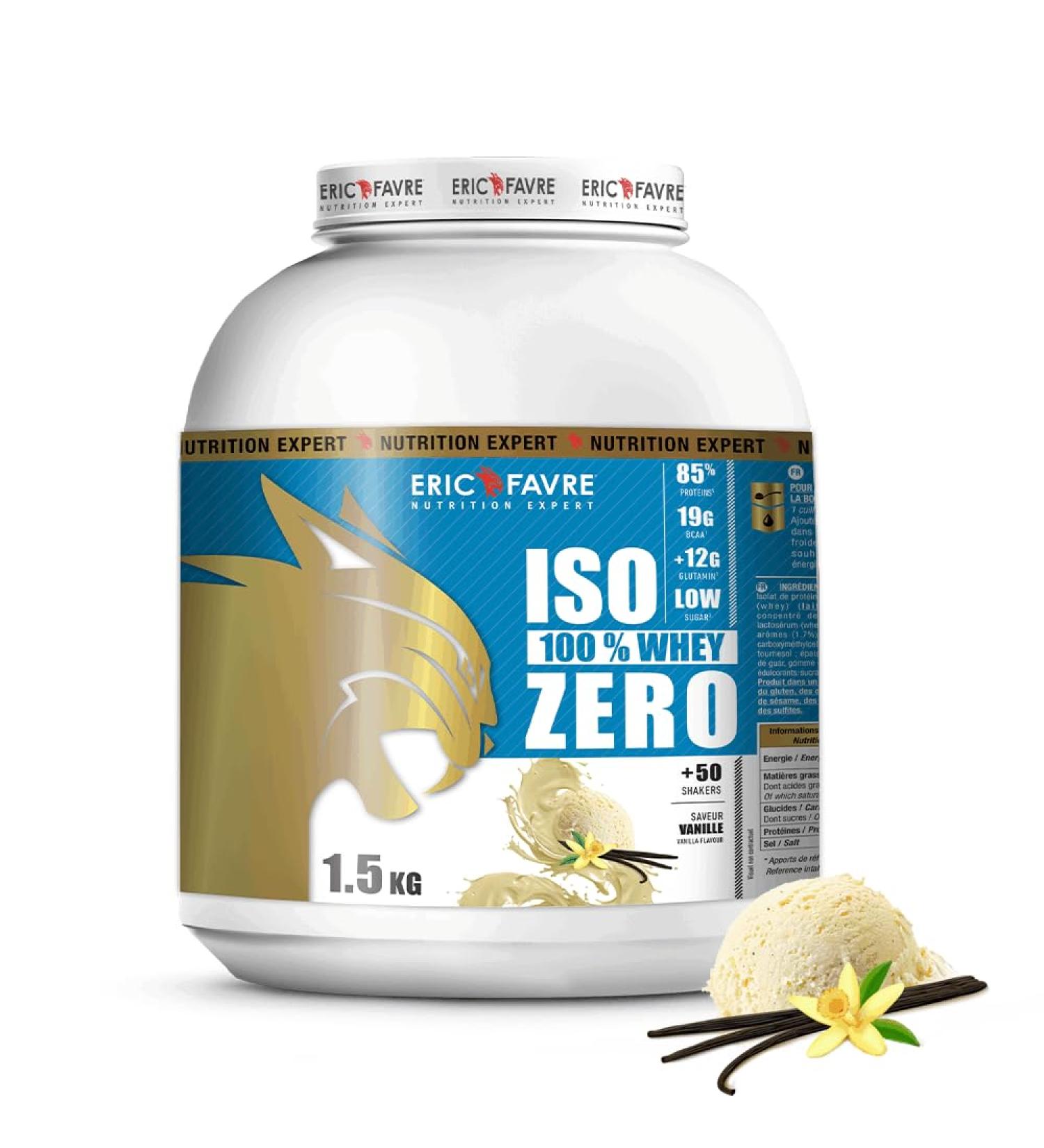 Iso Whey Zero 100% - Pure Whey Protein ISO - Gluten-Free - Muscle Mass Support - Eric Favre 1.5kg - Tasty Vanilla Flavor - Buy Online on GoSupps.com