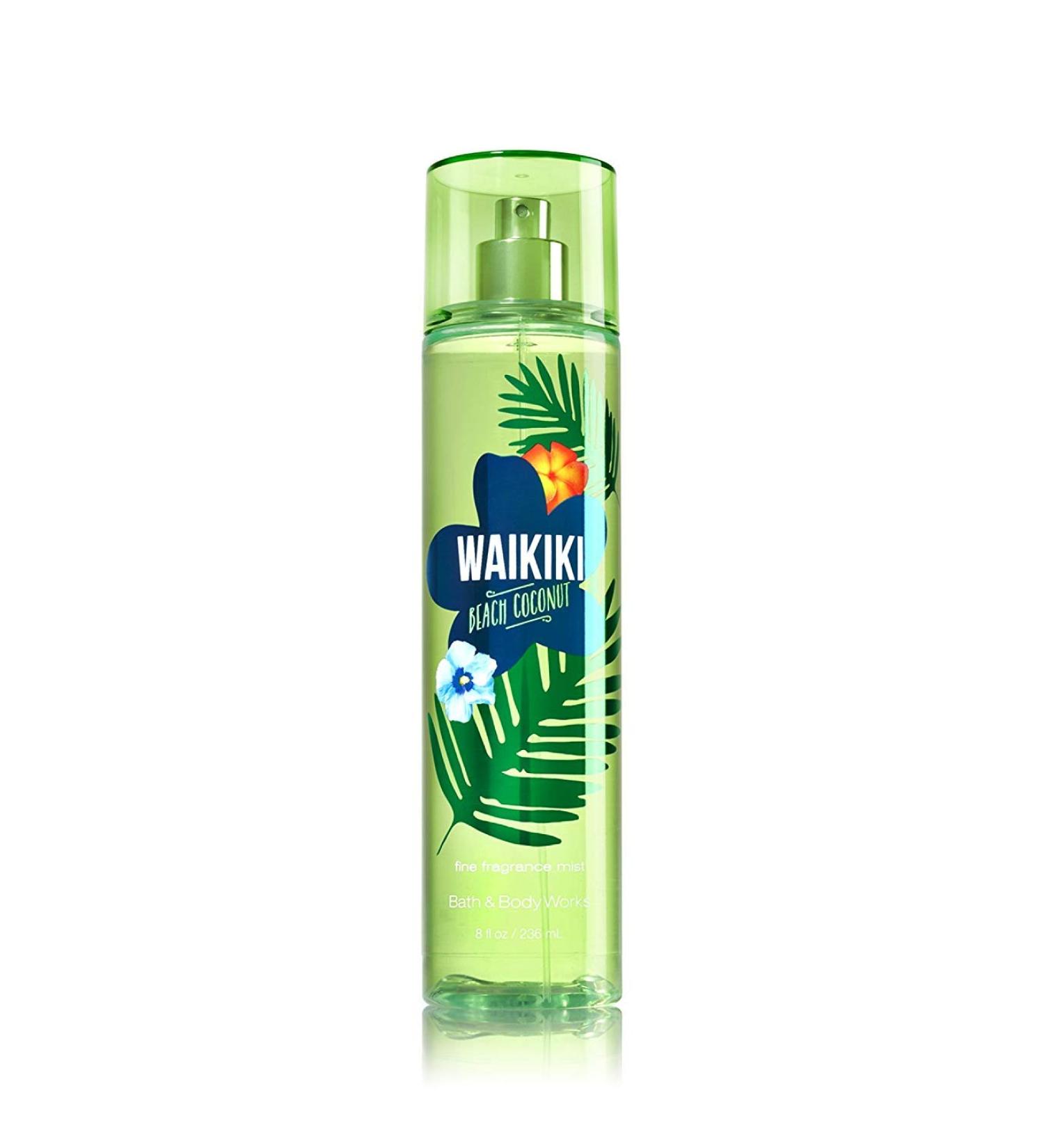 Bath & Body Works Waikiki Beach Coconut Mist 8 Ounce 236 mL 2016 Version Round Green Bottle