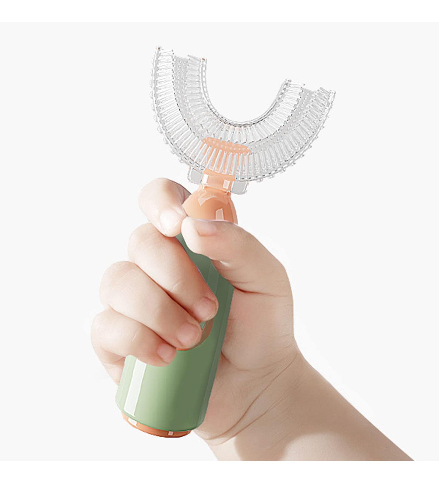 Rocket Shape Kids U-Shaped Toothbrush - Food Grade Soft Silicone Brush Head 360 Oral Teeth Cleaning Design for Toddlers and Children 1-8 Years/8-12 Years Old Green 1-8 Years Old - Buy Online on GoSupps.com