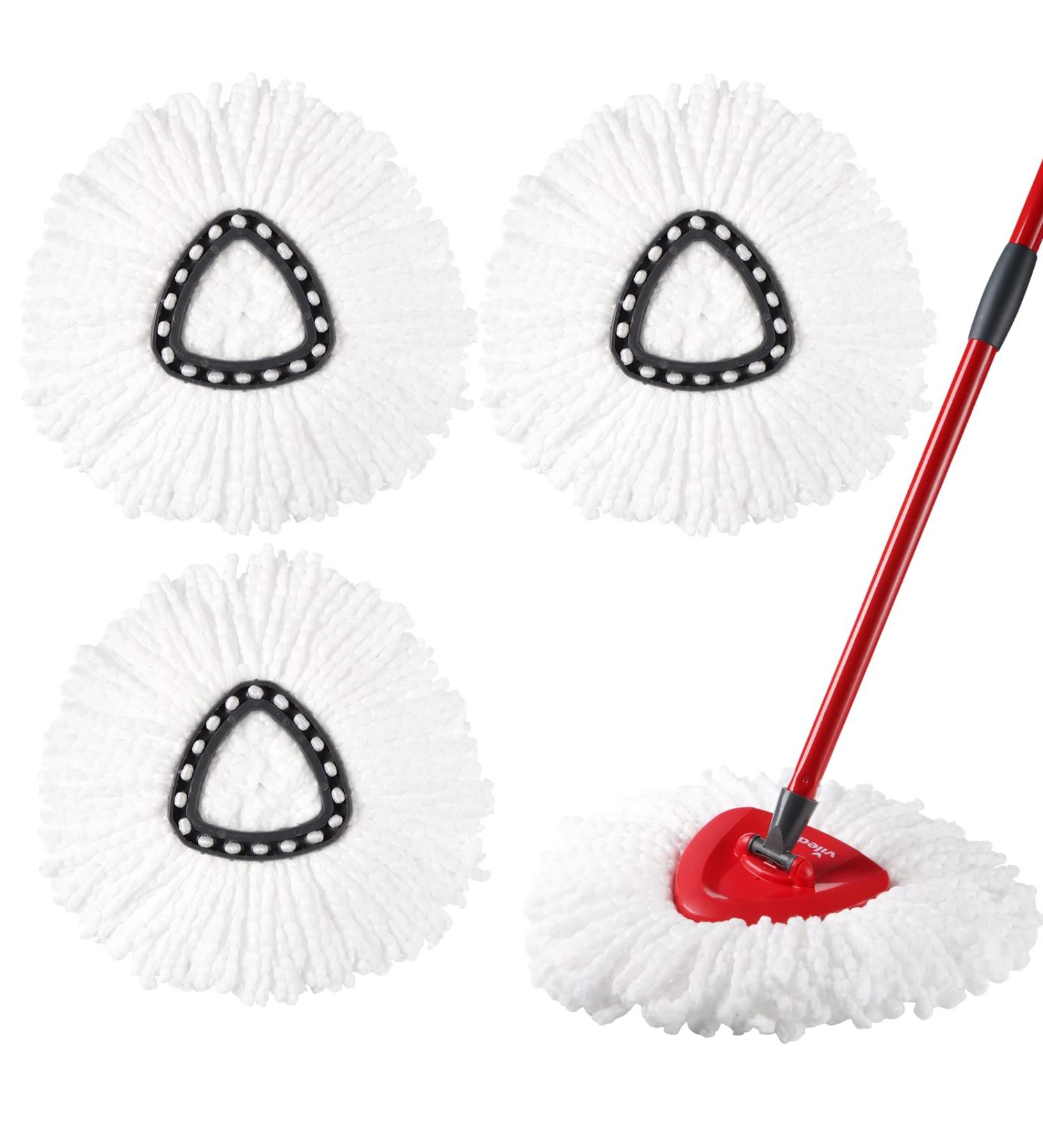 DTOPNIOR 3 Pack Microfiber Spin Mop Head Replacement - Easy Cleaning Refills for Floor Mops - Compatible with EasyWring 1 Tank System - 3 Pack White - Buy Online on GoSupps.com