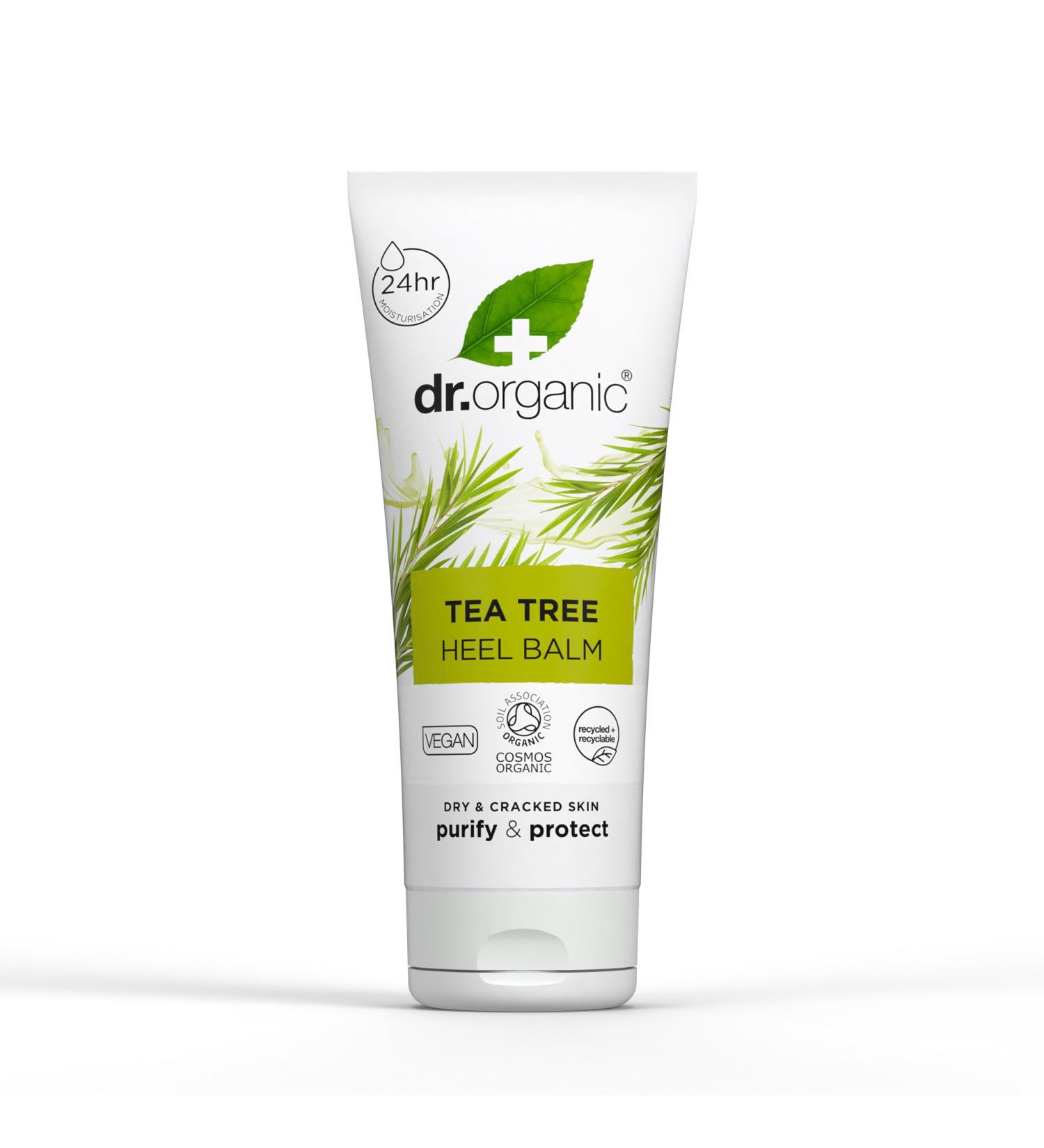 Dr Organic Tea Tree Heel Balm Dry& Cracked Feet Purifying 24H Moisturisation Natual Sunflower Seed Oil Vegan Cruelty-Free Paraben & SLS Free Certified Organic 100ml - Buy Online on GoSupps.com