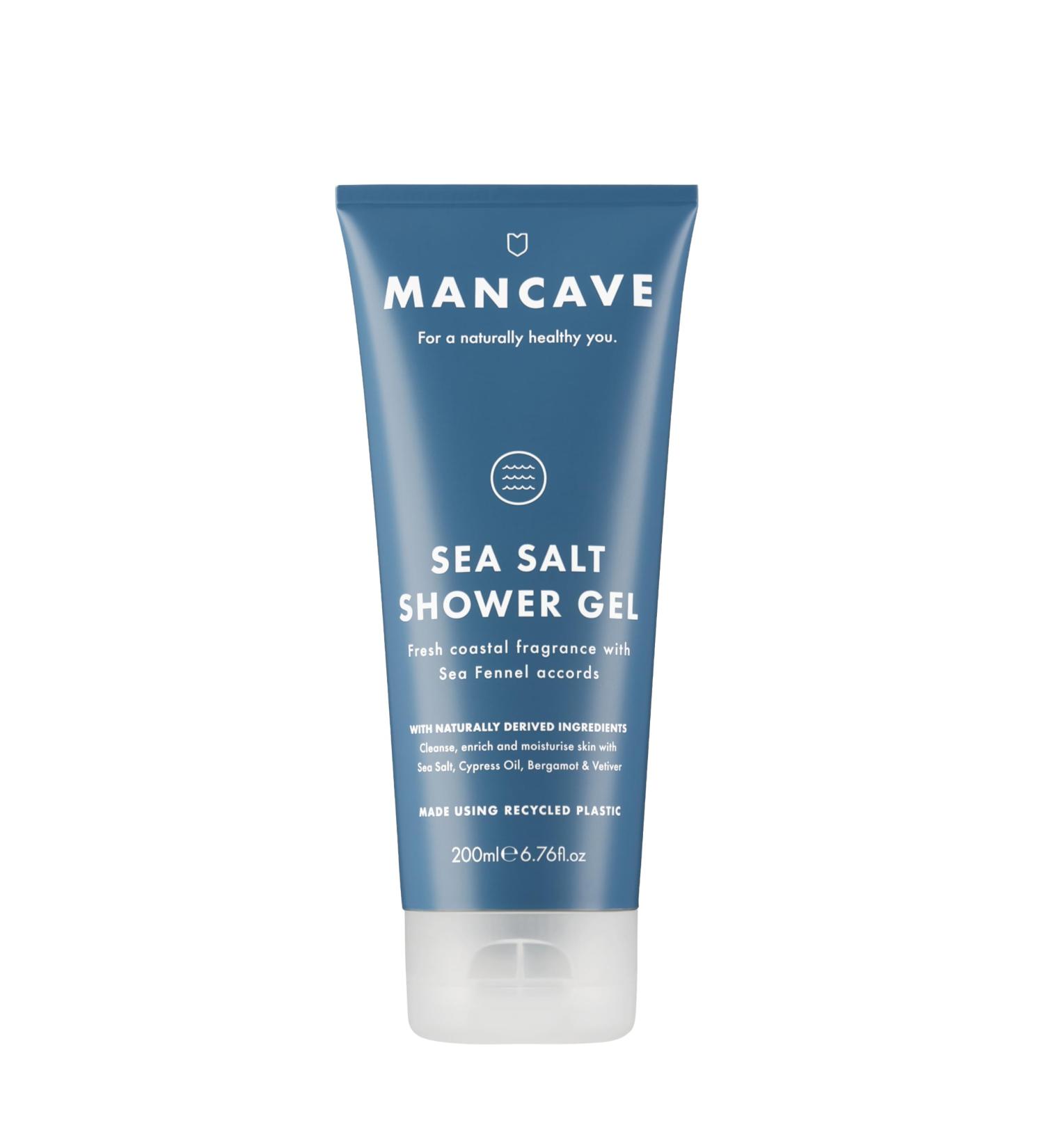 ManCave Sea Salt Shower Gel for Men - Natural Vegan Formula with Coastal Aroma Sulphate & Paraben Free 200ml - Buy Online on GoSupps.com