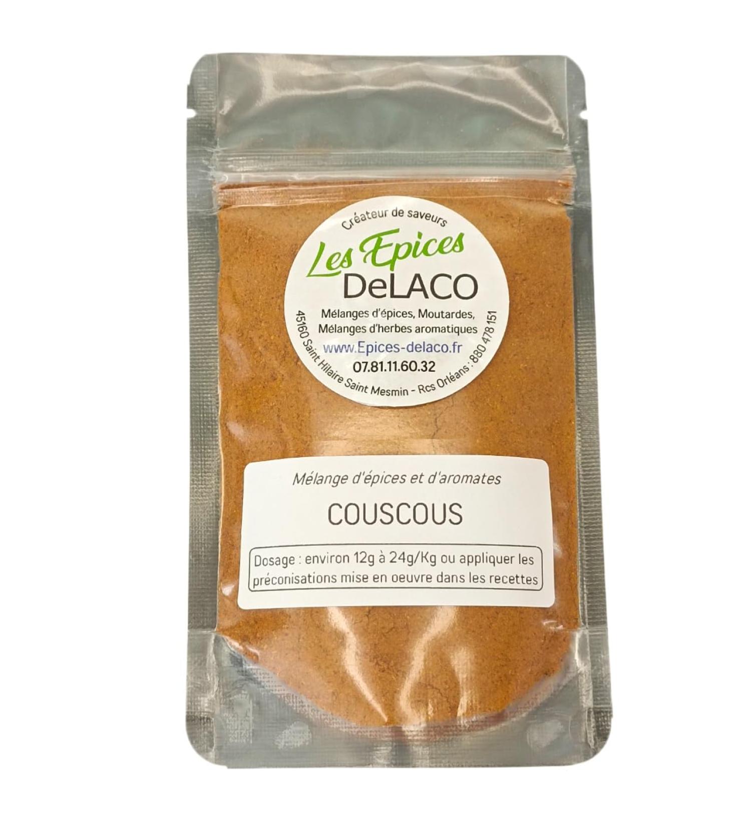 COUSCOUS 220g L ... m langes d' pices herbes aromates condiments piments pour viandes poissons l gumes marinades salades barbecue - Les EPICES DeLACO - Buy Online on GoSupps.com