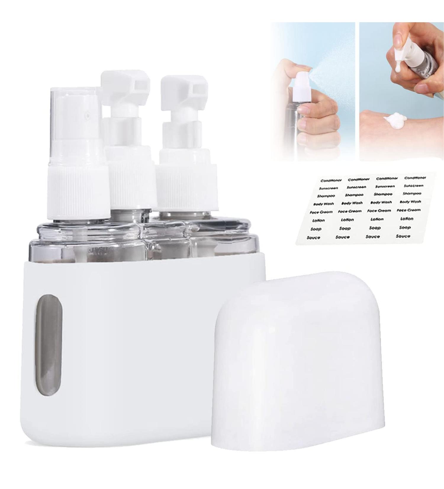Mini Shampoo Dispenser Set - Portable 3-in-1 Travel Bottles for Toiletries - Gray - Ideal for Travel & Organizing - Buy Online on GoSupps.com