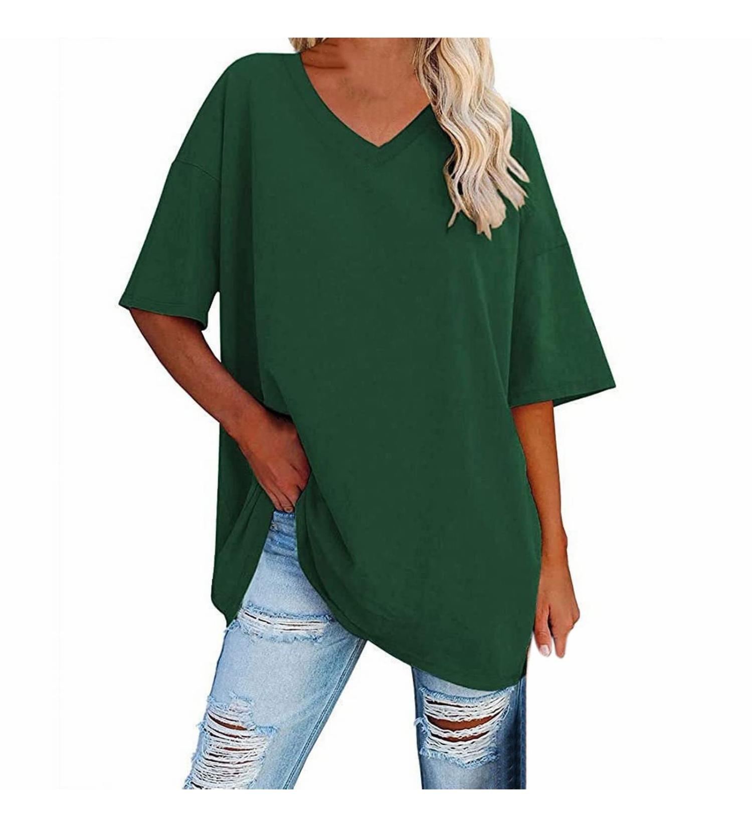MALAIDOG Women's Color Block V-Neck T-Shirt - Dark Green, Small - Buy Online on GoSupps.com
