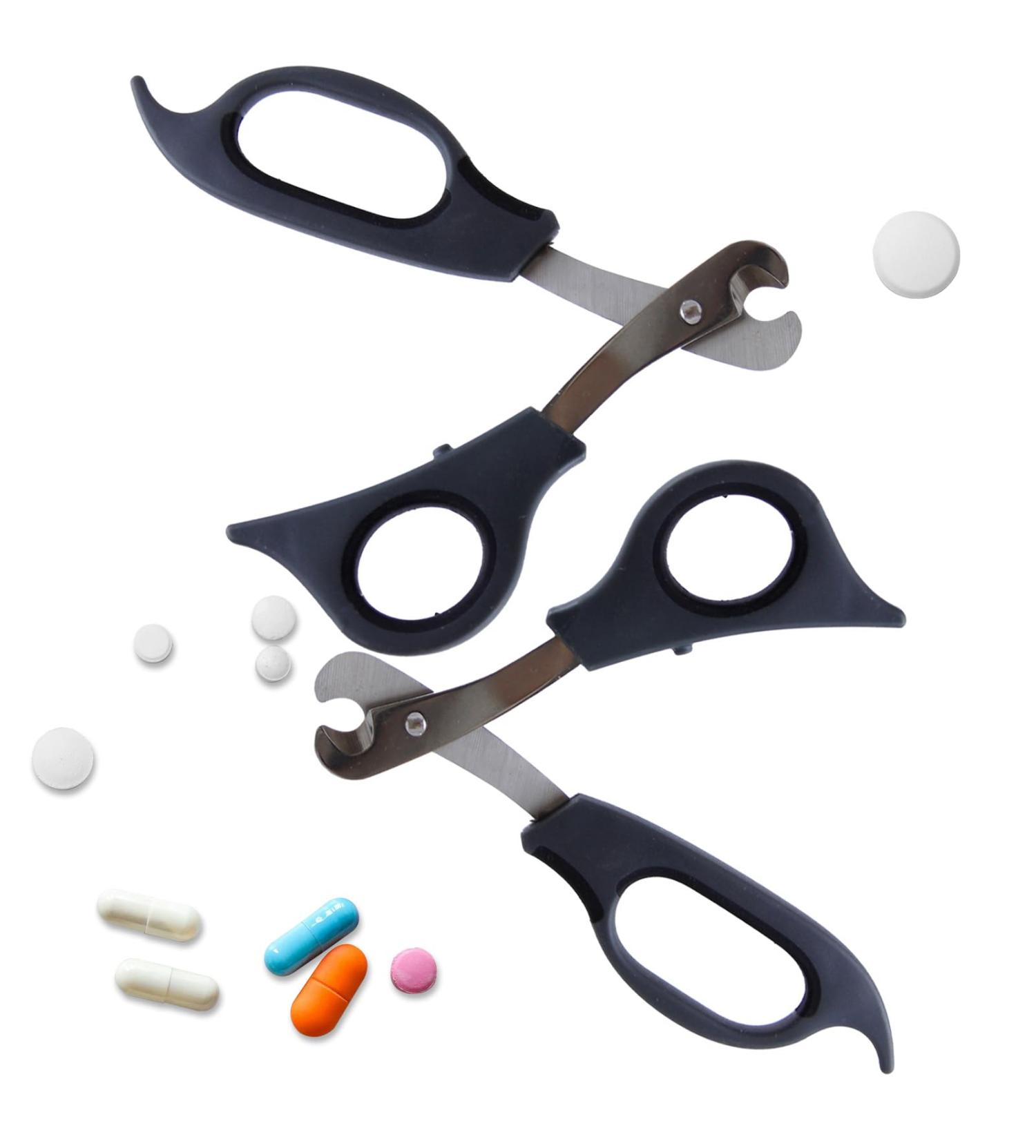 Scissors-Shaped Pill Cutter | Ergonomic Stainless Steel Pill Splitter for Accurate Dosage of Pills Tablets & Vitamins - Perfect for All Sizes - Buy Online on GoSupps.com