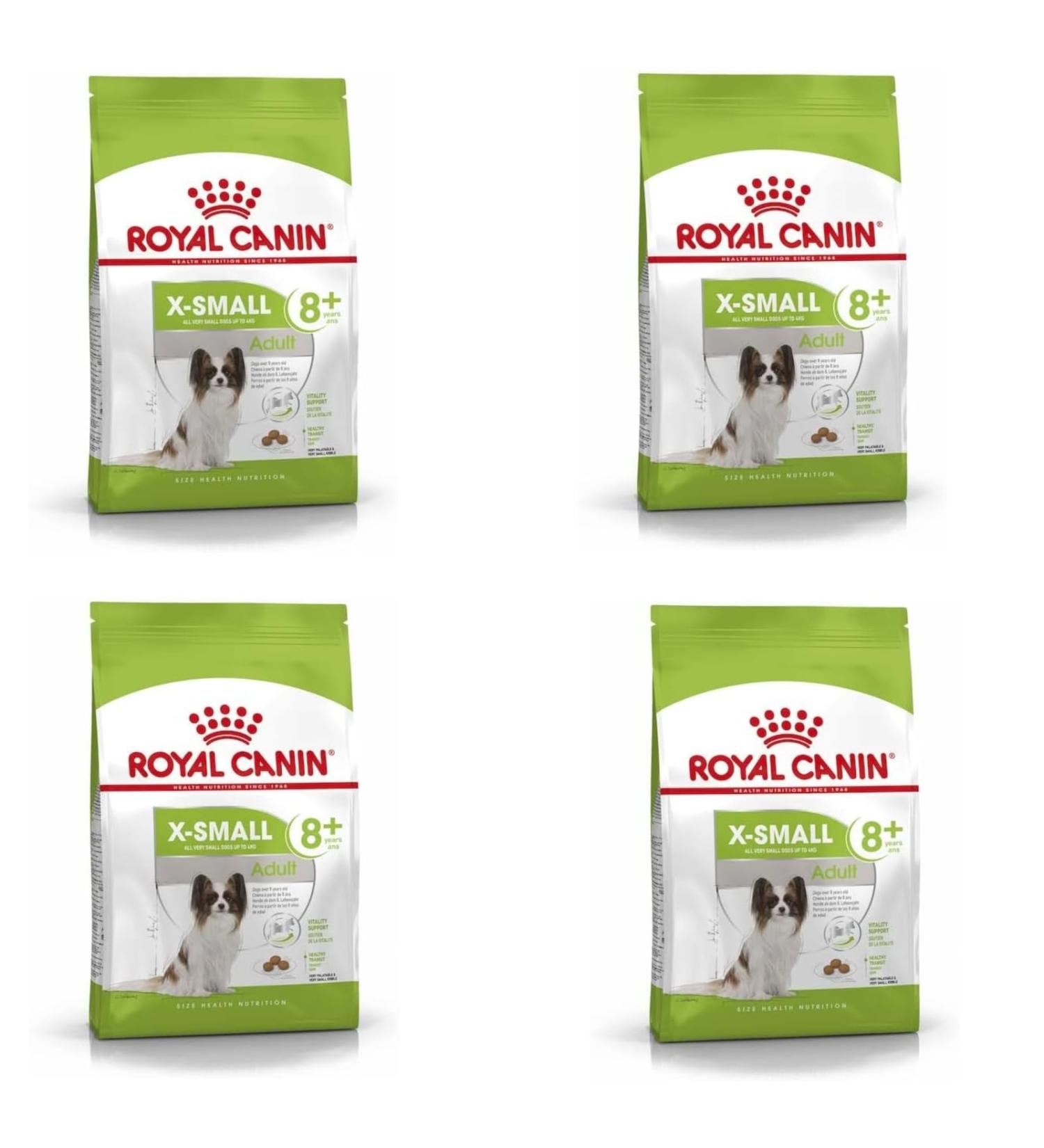 Royal Canin X-Small Adult 8+ | Pack of 4 | 4 x 500 g | Dry food for very small dogs from 8 years old | for intestinal support vitality and the urinary tract - Buy Online on GoSupps.com
