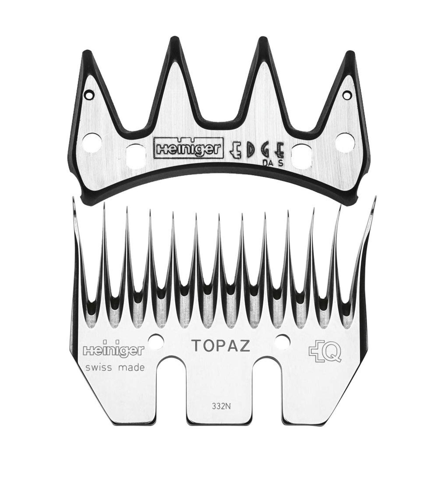 Heiniger Edge/Topaz Schermesser set - for sheep and alpacas - cutting height approx. 3 mm - cutting width approx. 77 mm - made of high -strength hardened special steel - to match Heiniger Xtra S12 Xpert Evo/One