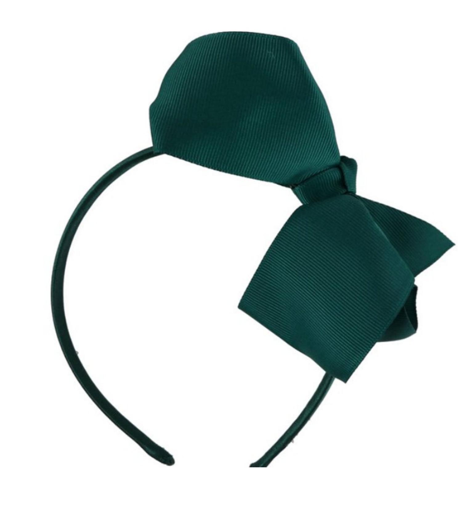 Oversize Large Ribbon Bow Alice Hair Band Headband White Navy Blue Red (Bottle Green)