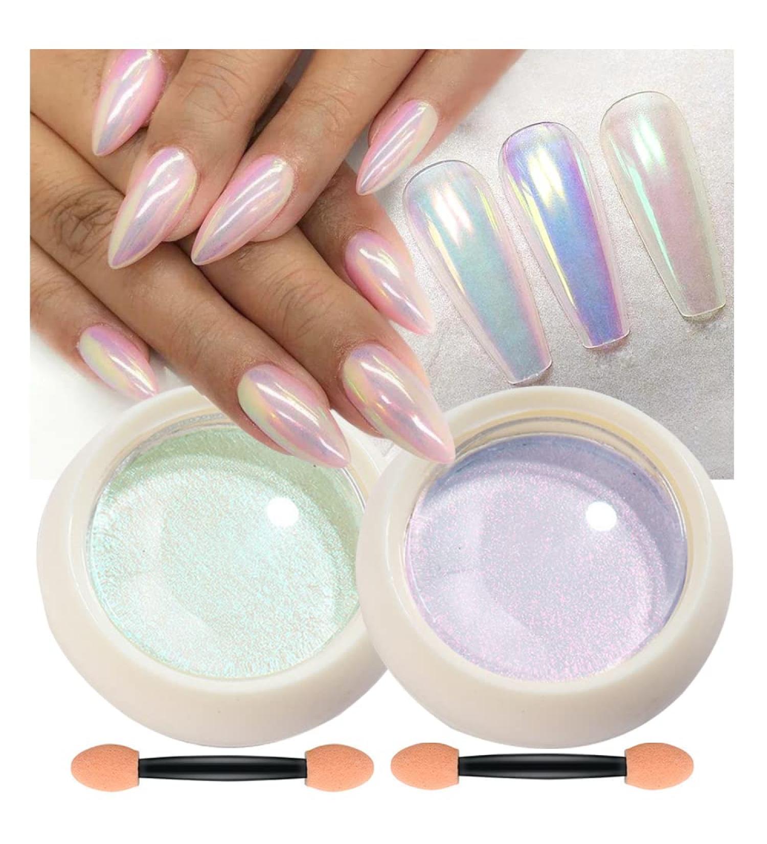 Light Blue Fairy Dust Nails That Shine