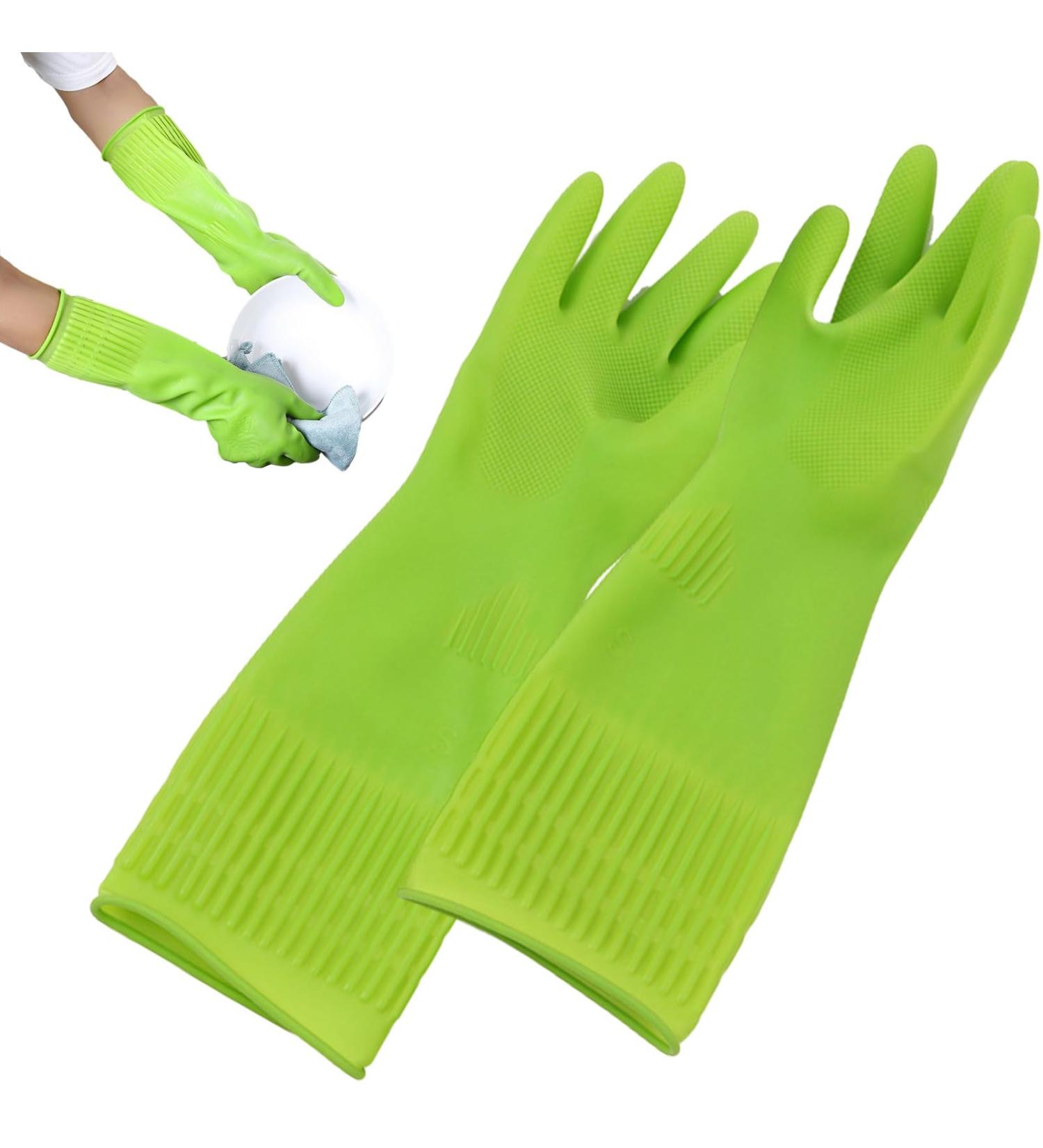 BUKISA Kitchen Gloves for Washing Dishes | 1 Pair Reusable Gloves for Cleaning Waterproof Dishwashing Gloves Reusable Household Gloves Latex Thicken Kitchen Cleaning Housework Tools - Buy Online on GoSupps.com