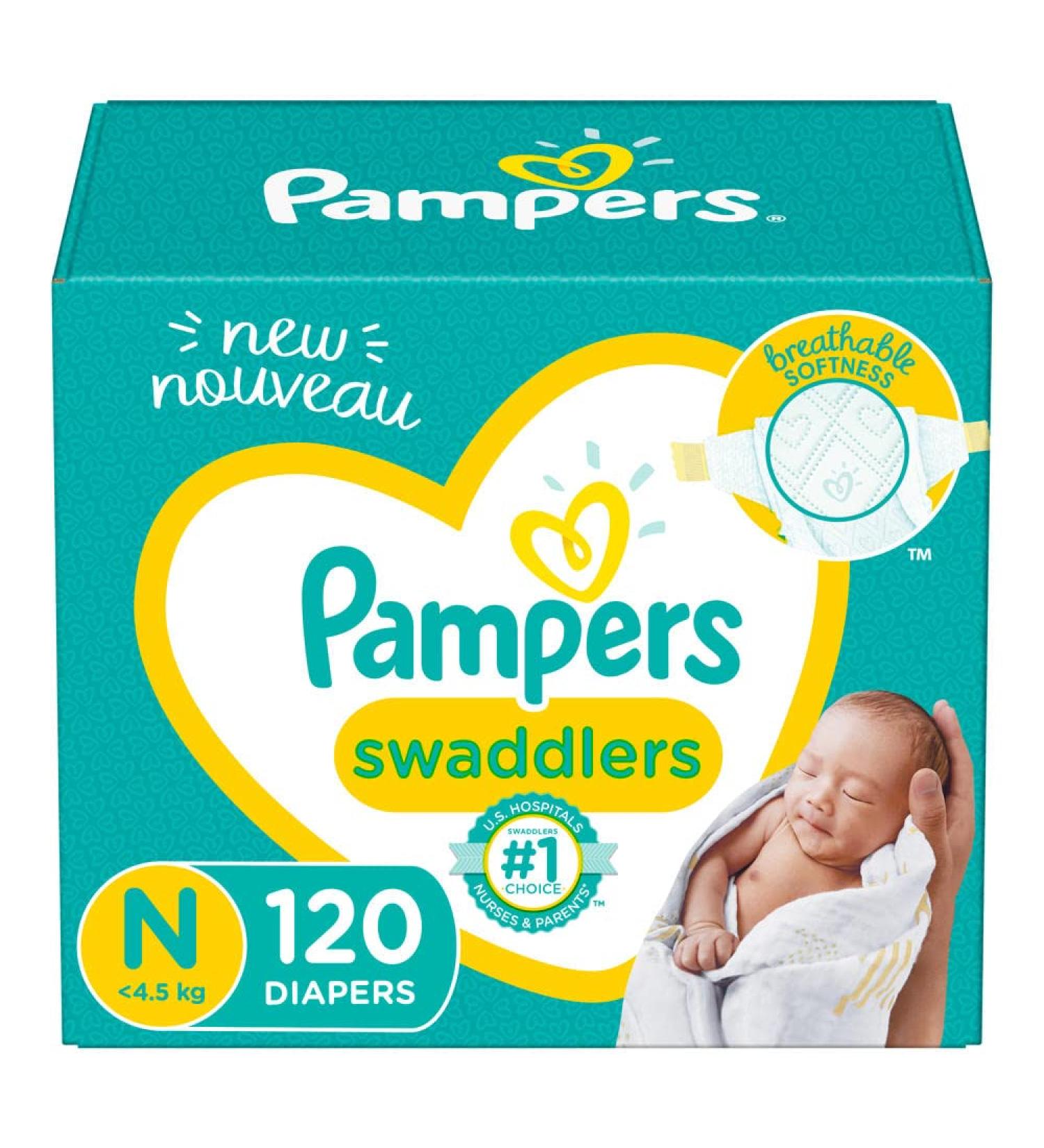 Pampers Swaddlers Newborn Diapers, Size 0 (10 lb) 120 Count - Giant Pack - Buy Online on GoSupps.com
