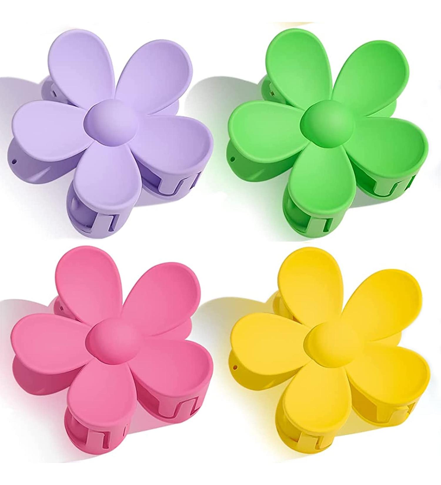 Hair Claw Clips Matte Flower Large Clips For Women Thick Hair Strong Hold Hair Clip for Women Girls Non-Slip Hair Accessories Neutral Colors Square and Tiny Flowers Clips 4Pcs - Buy Online on GoSupps.com
