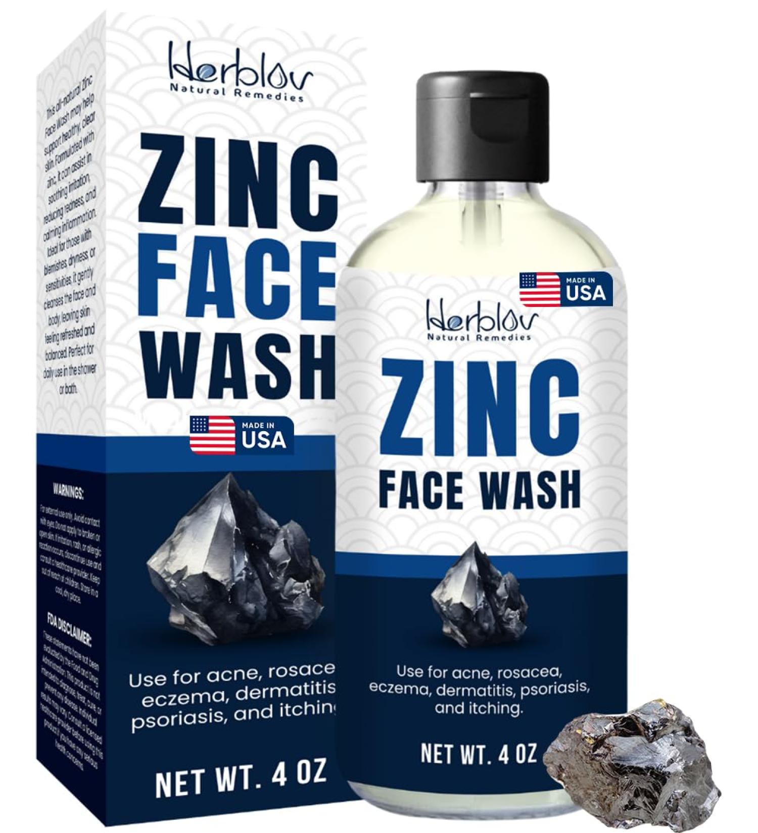 Pyrithione Zinc Face Wash | 2% ZnP Zinc Soap Skin Therapy Body Cleanser for Acne, Rosacea, Eczema, Dermatitis, Psoriasis, Itching | Cleansing, Calming Facial Wash | Zinc Face & Body Wash Made in USA - Buy Online on GoSupps.com