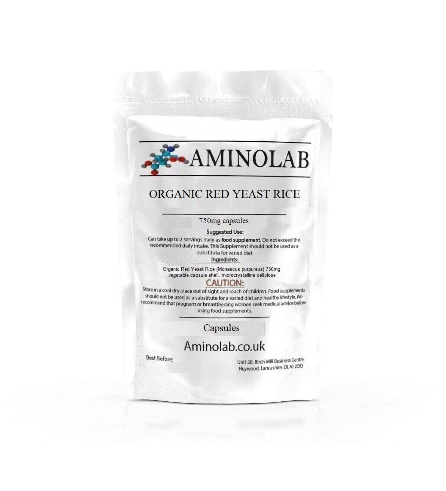 Aminolab - Organic Red Yeast Rice 750mg 365 Capsules
