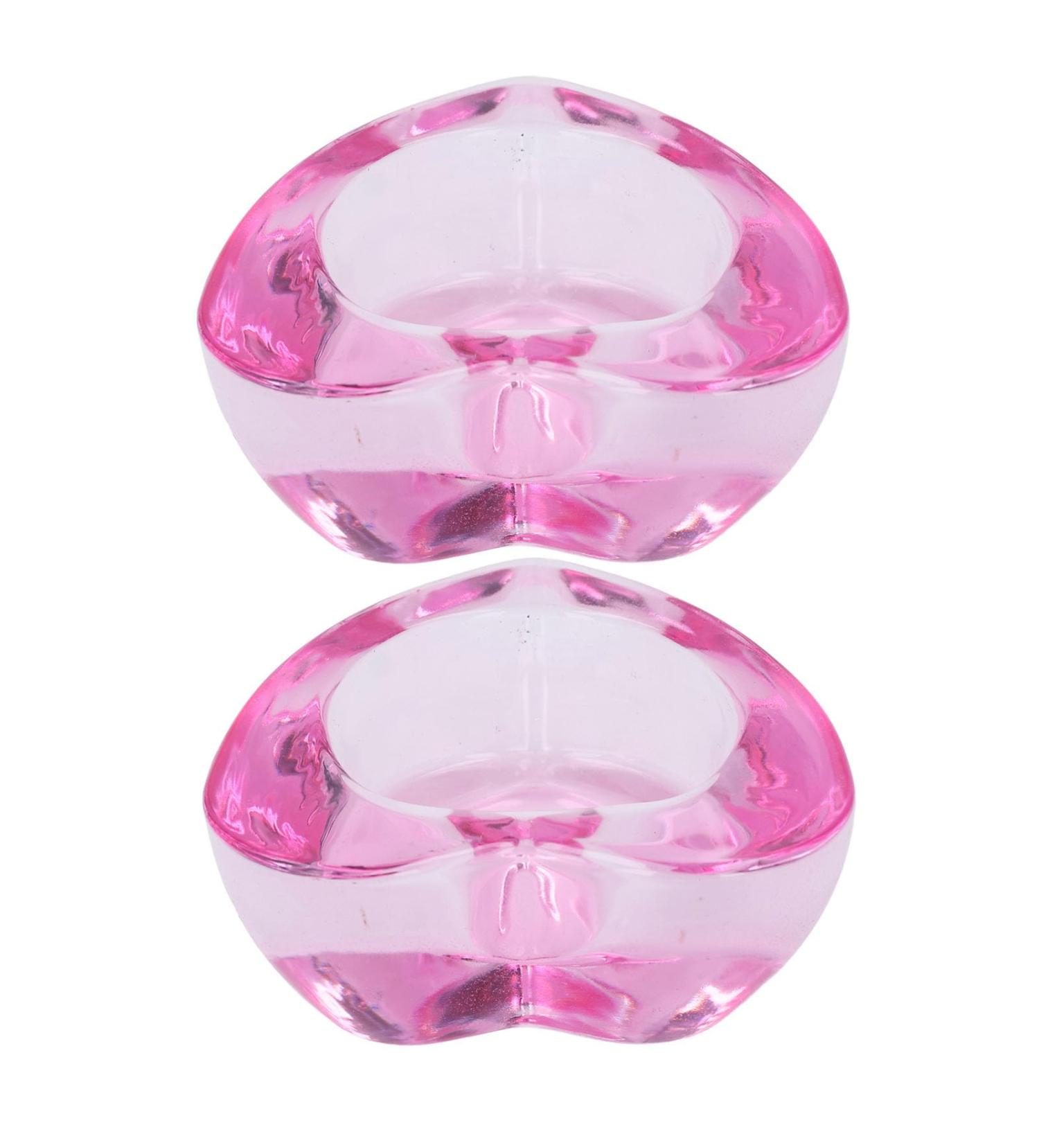 Pink Heart Shaped Glass Nail Tool 2 Pcs Nail Crystal Mug with High Transparency Thickened Dappen Dish Multipurpose Bowl for Nail Art Use - Buy Online on GoSupps.com