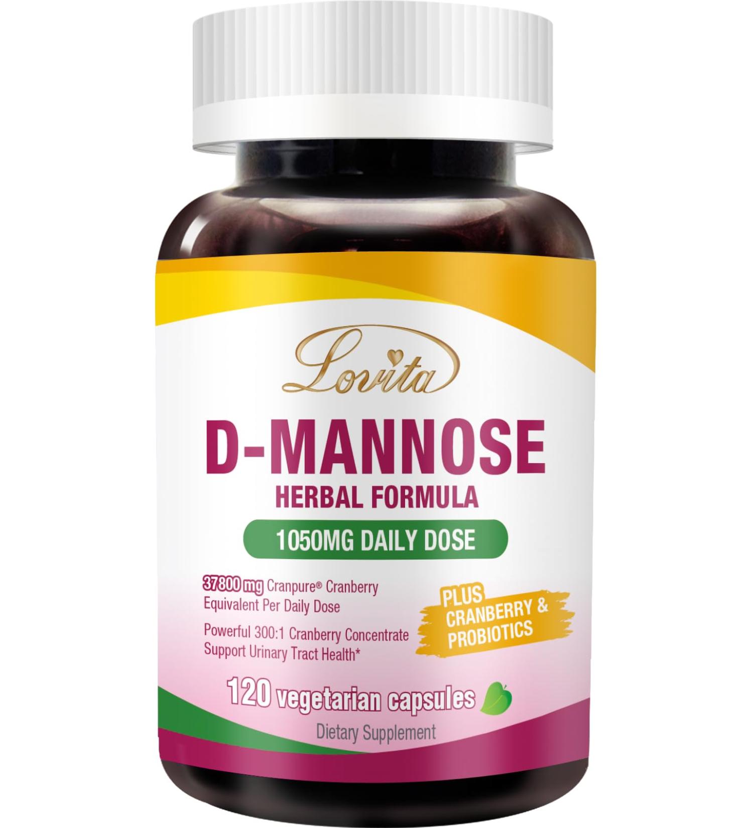 Lovita Women's Care Supplement with D-Mannose Cranberry & Probiotics - Supports Urinary Tract Health 120 Vegetarian Capsules 1 Count (Pack of 120) - Buy Online on GoSupps.com
