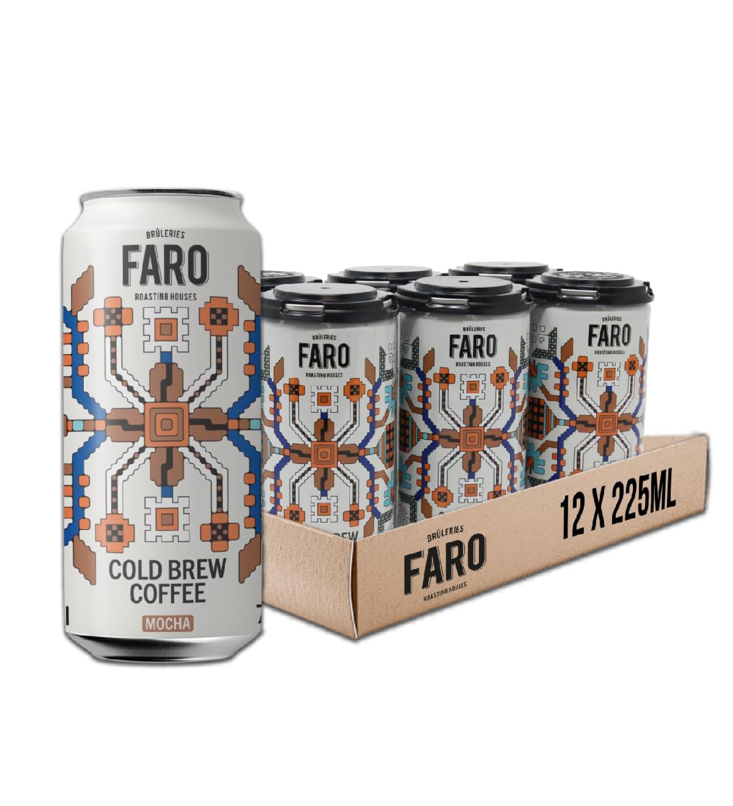 Caf FARO Cold Brew Coffee Dairy Free Low Acidity Rich Mocha Blend with Chocolate Notes Iced Coffee Drink 225 ml Ready-to-drink Coffee in Can (12 Pack) - Buy Online on GoSupps.com