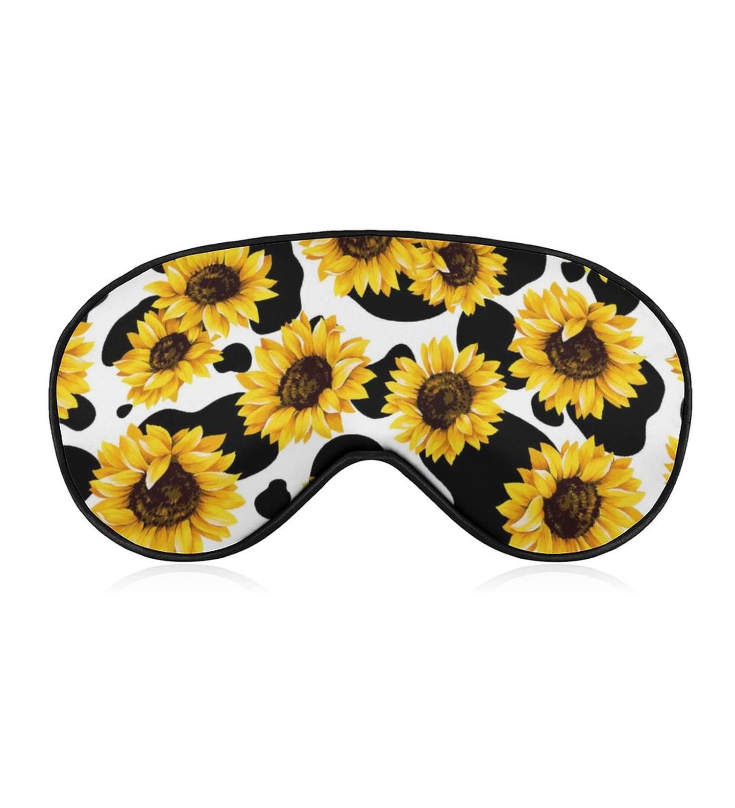Cows Skin Sunflower Sleep Mask for Women | Adjustable Eye Shades with Elastic Strap - Buy Online on GoSupps.com