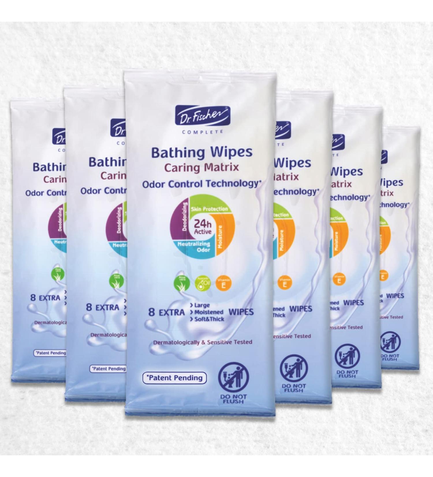 Dr. Fischer Large Hygienic Cleansing Body Wipes for Adults - 48 No Rinse Disposable Bath Wipes - Buy Online on GoSupps.com