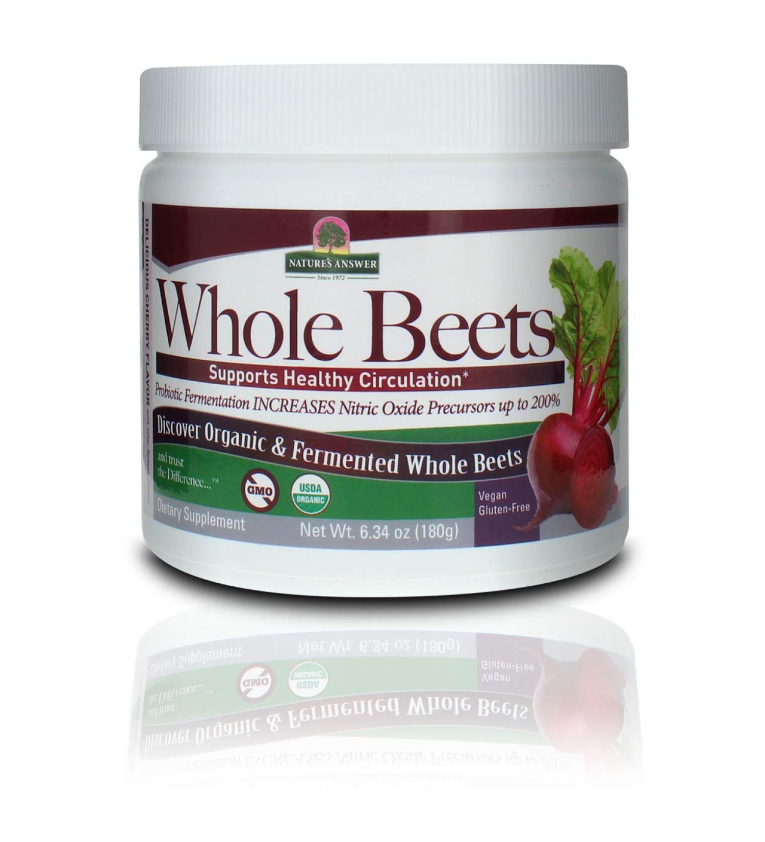 Organic Nature's Answer Beet Root Powder - Fermented Cherry Flavor | Supports Circulation & Blood Pressure | 6.34oz Dietary Supplement - Buy Online on GoSupps.com