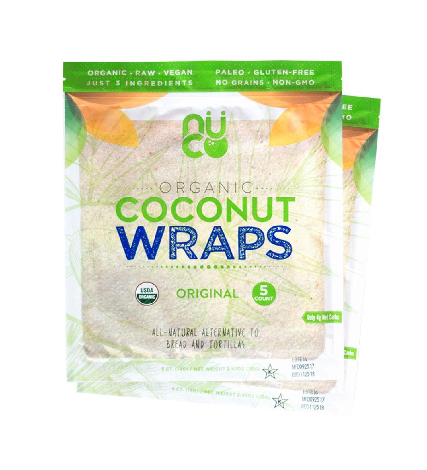 NUCO DUO Organic Coconut Wraps - 10 Count, Paleo, Gluten Free, Vegan, Non-GMO - Shelf Stable, Raw Veggie - 2.47oz (Pack of 2) - Buy Online on GoSupps.com