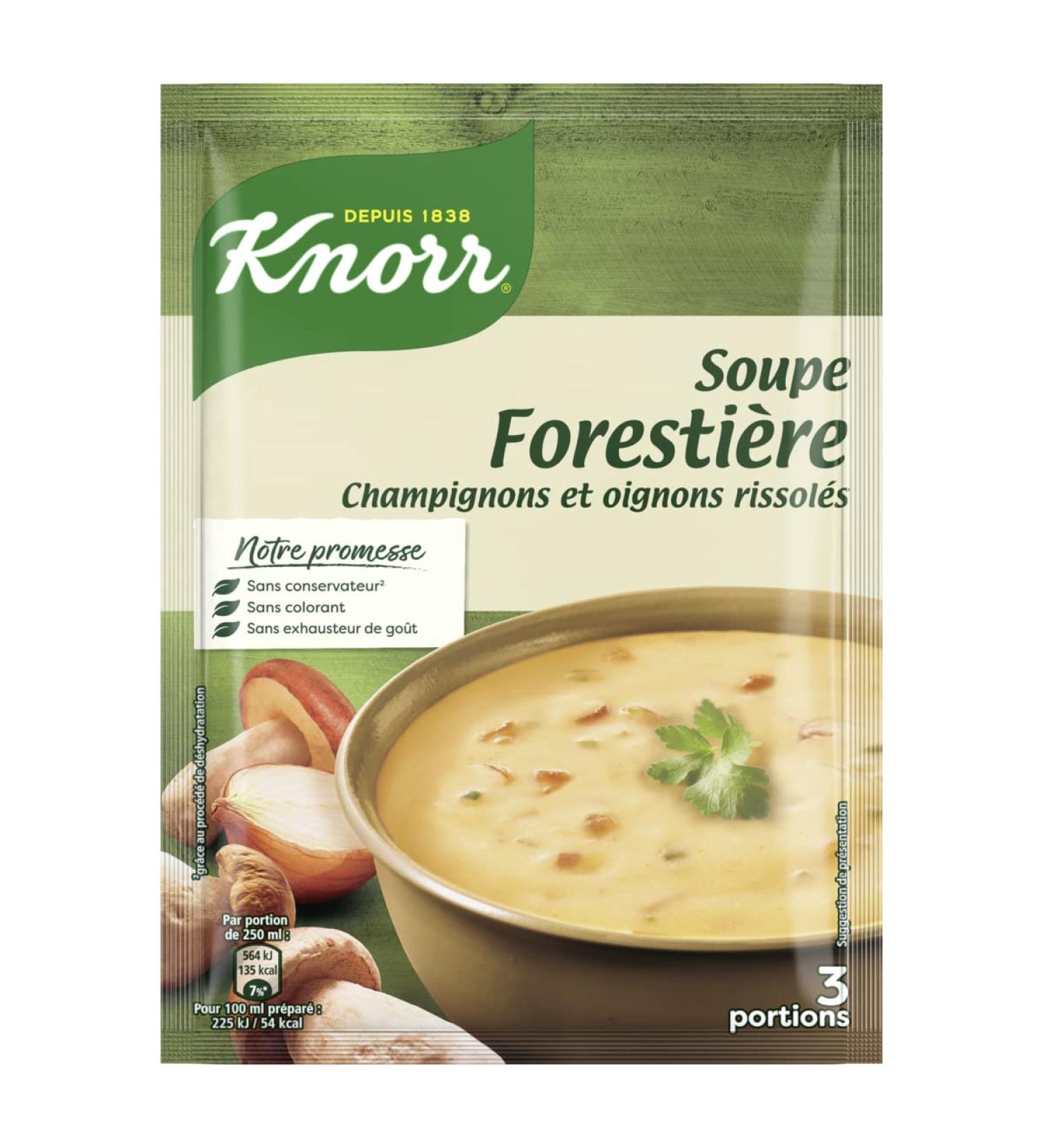AUCHAN Pack of 3 units *** KNORR Dehydrated Forest Soup with Mushrooms and Saut ed Onions 3 servings 85g