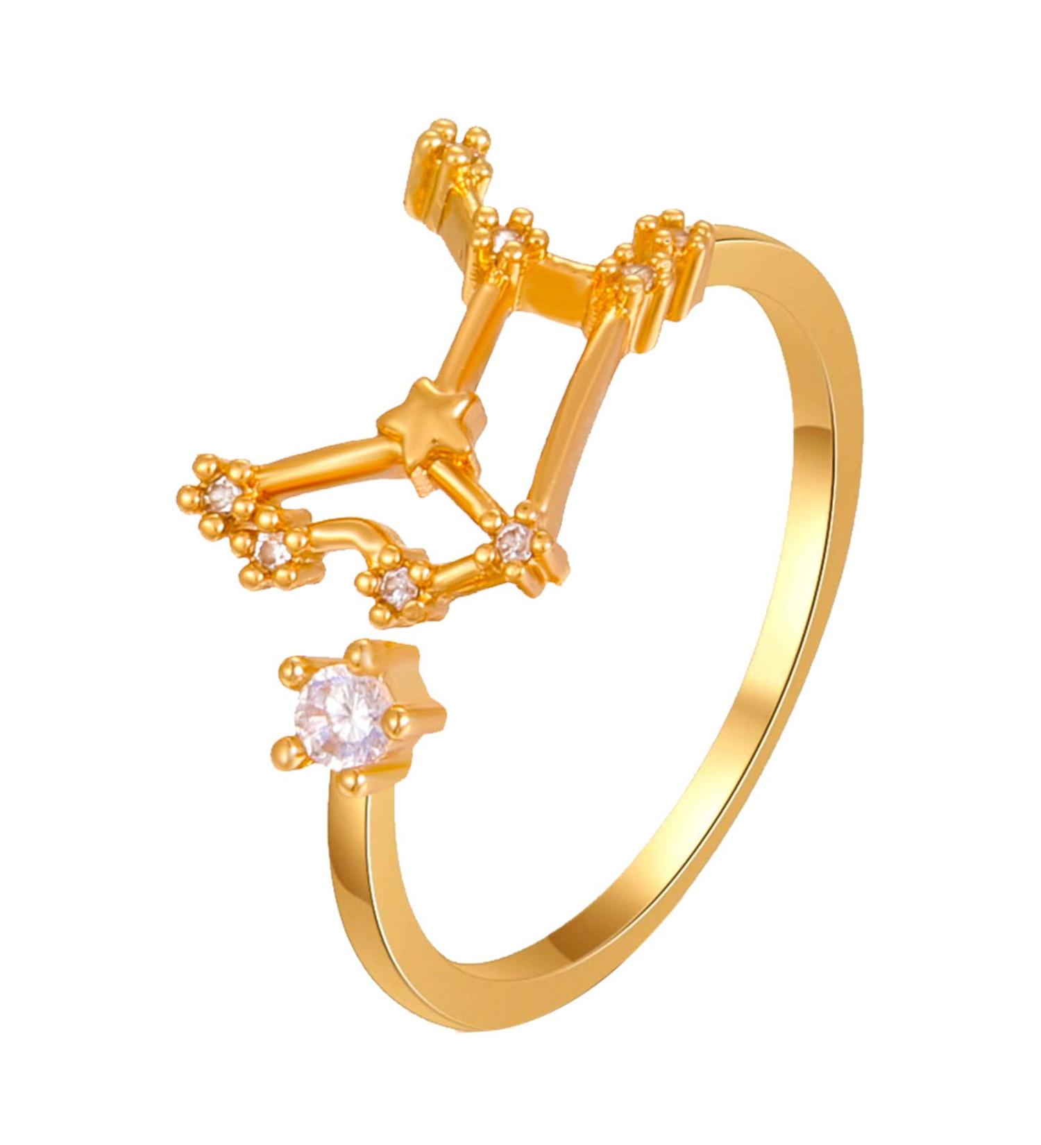 Zodiac Sign Ring | 12 Constellation Adjustable Horoscope Collection | Perfect Birthday Gift for Women & Teenage Girls - Buy Online on GoSupps.com
