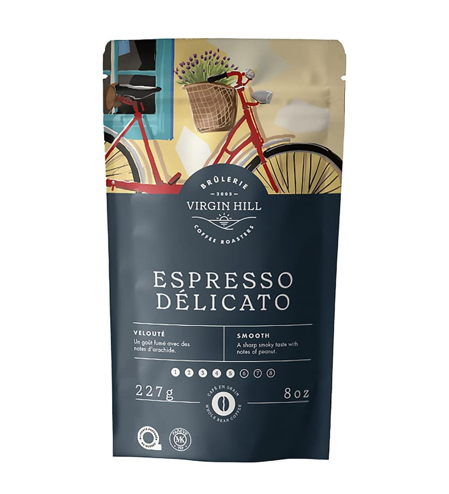 Virgin Hill Coffee - Espresso Delicato - Smooth Intensity & Medium Roast - Half Pound of High-Grade Coffee Beans - 8oz / 227 grams Whole Bean 8 oz. / 227 grams - Buy Online on GoSupps.com