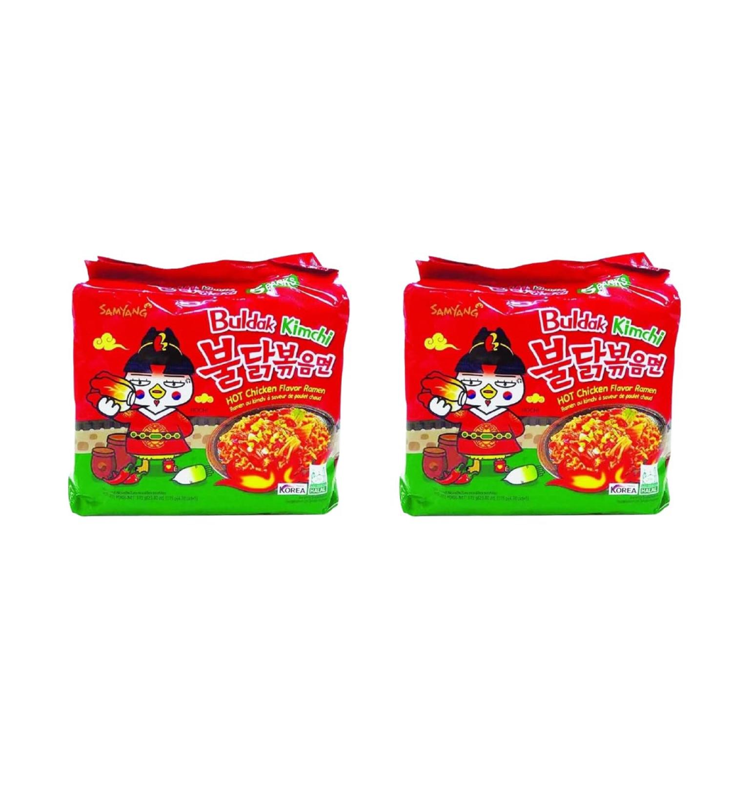 Samyang Kimchi Noodles - Hot Chicken Flavor - Ramen Buldak Spicy Noodles - Ideal Choice for your Evening Snack or Anytime Hunger (Pack of 2) Kimchi Pack of 2 - Buy Online on GoSupps.com