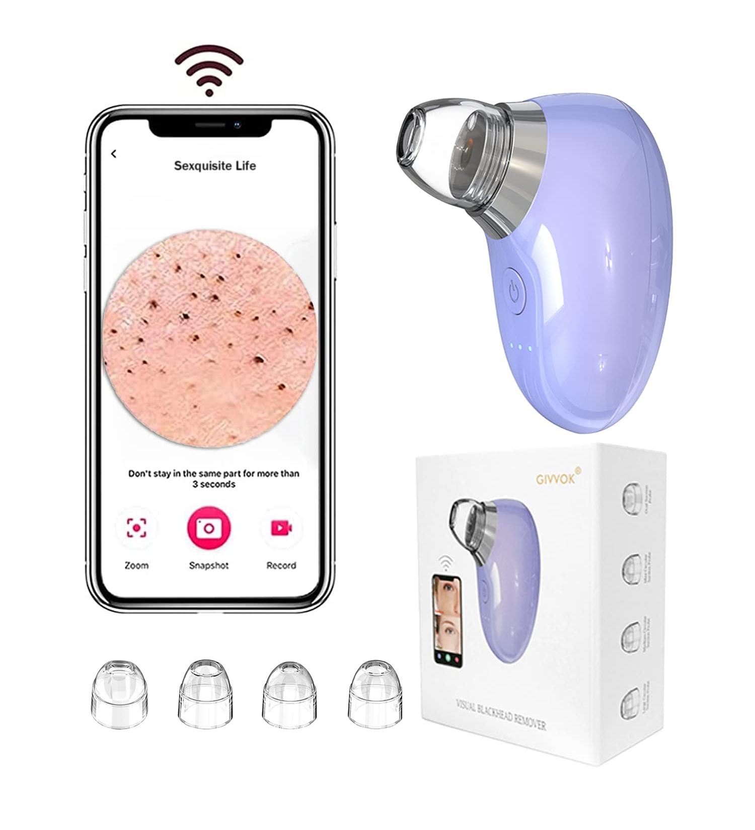 Pore Vacuum with Camera for Blackhead Removal - Real-Time Pore Minimizer and Acne Treatment Tool (Purple) - Buy Online on GoSupps.com