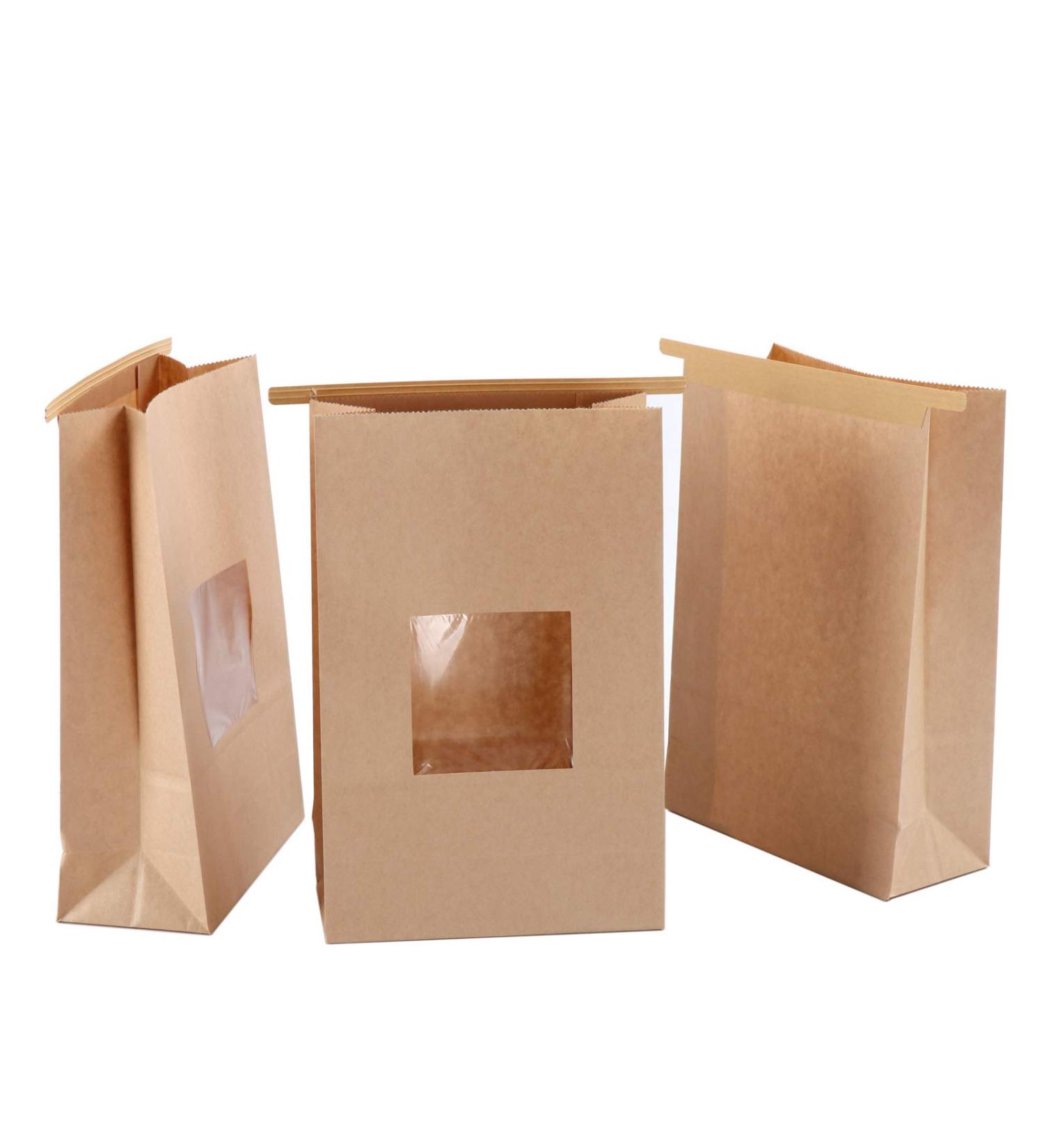 Bakery Bags with Window Kraft Paper Bags Brown Window Bags Metal Tab Lock Bags Cookie Bags Coffee Bags 9x5.9x2.7 inch - Buy Online on GoSupps.com