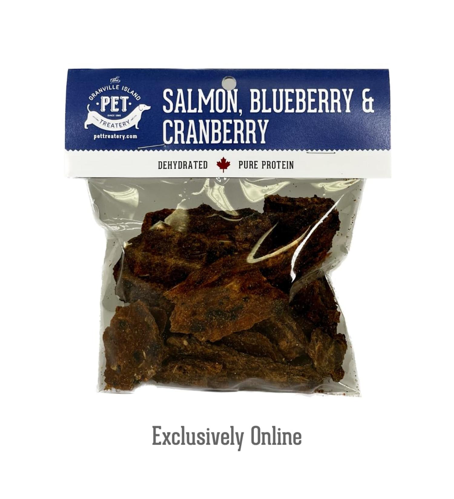 The Granville Island Pet Treatery|Dehydrated Protein Salmon Cranberry & Blueberry Treat for Dogs & Cats Slowly Dehydrated Raw Single Ingredient Maintain Nurtients Vitamins Healthy Oils 80g Salmon with Blueberry & Cranberry 80 g (Pack of 1) - Buy Online on GoSupps.com