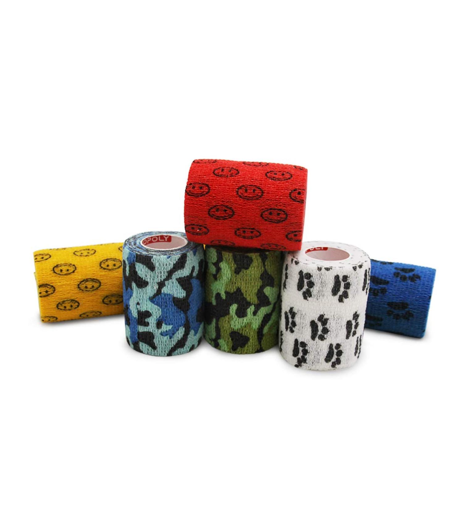 GSPCARE Self Adherent Bandage Wrap 6 Roll 7.5cm X 4.5m Vet Wrap Non-Woven Cohesive Bandage Wrap Pet Bandage Tape Strong Elastic Kinselogy Tape for Sports Protection(Printed Color) Printed 6 Count - Buy Online on GoSupps.com