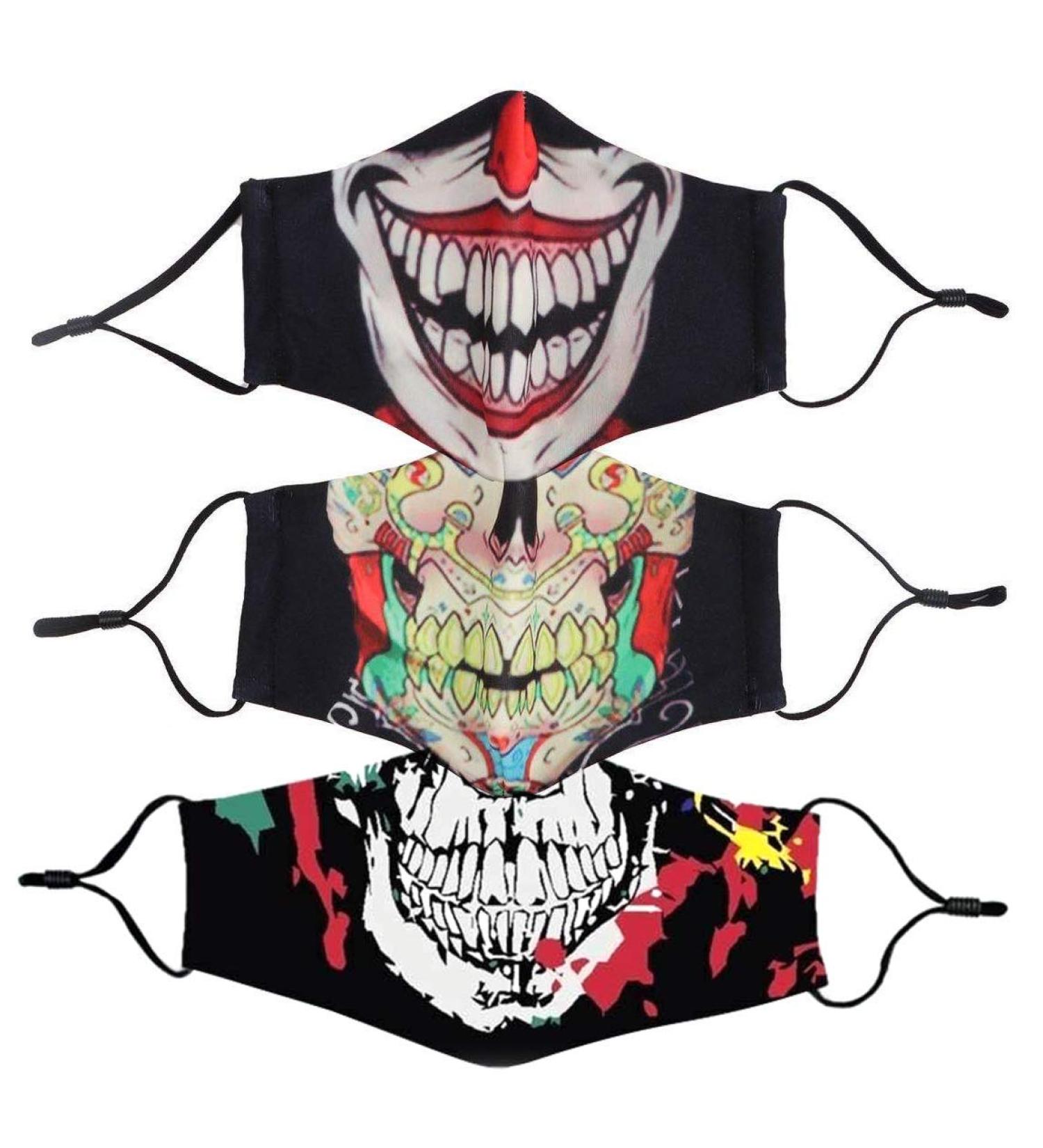 KaWaii Baby 3D Face Cloth Mask Covering Quality Protection for Face Nose and Mouth Kids Teens Adult Unisex - Spooky Halloween Pack of 3 - Buy Online on GoSupps.com