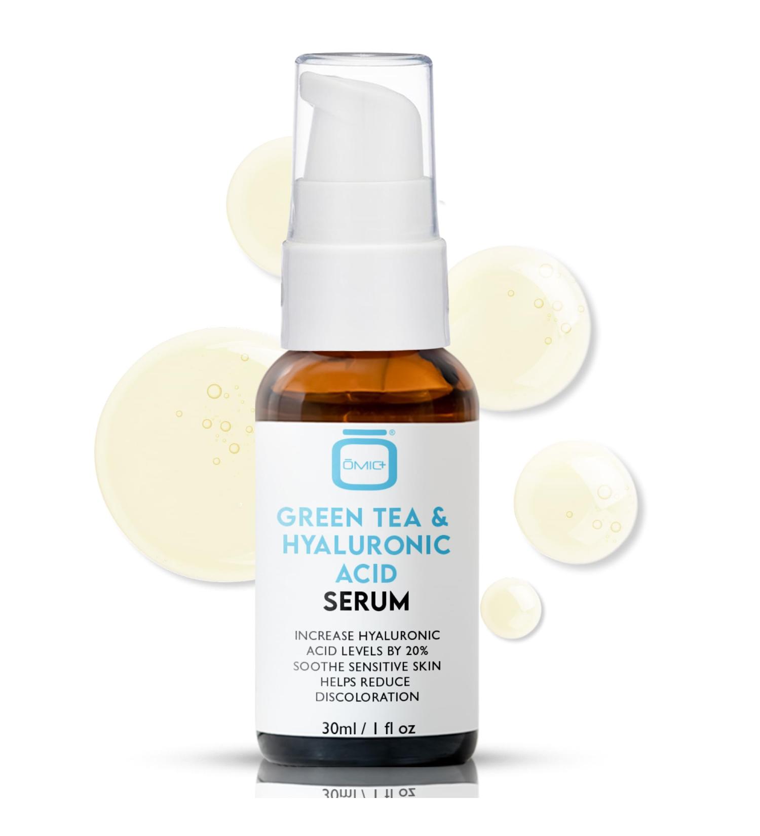 Omic Green Tea & Hyaluronic Acid Serum for Face 1 fl oz / 30 ml - Acne Spot Remover Reduce Wrinkles Helps to Hydrayein Skin Anti-aging Serum - Buy Online on GoSupps.com