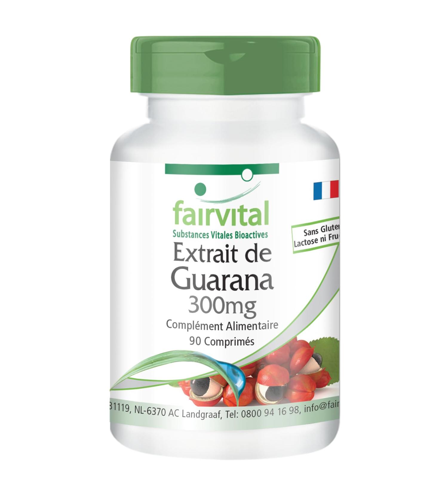 Fairvital | Guarana Extract 300mg box of 3 months - VEGAN - Highly dosed - 90 tablets - Paullinia cupana - Buy Online on GoSupps.com