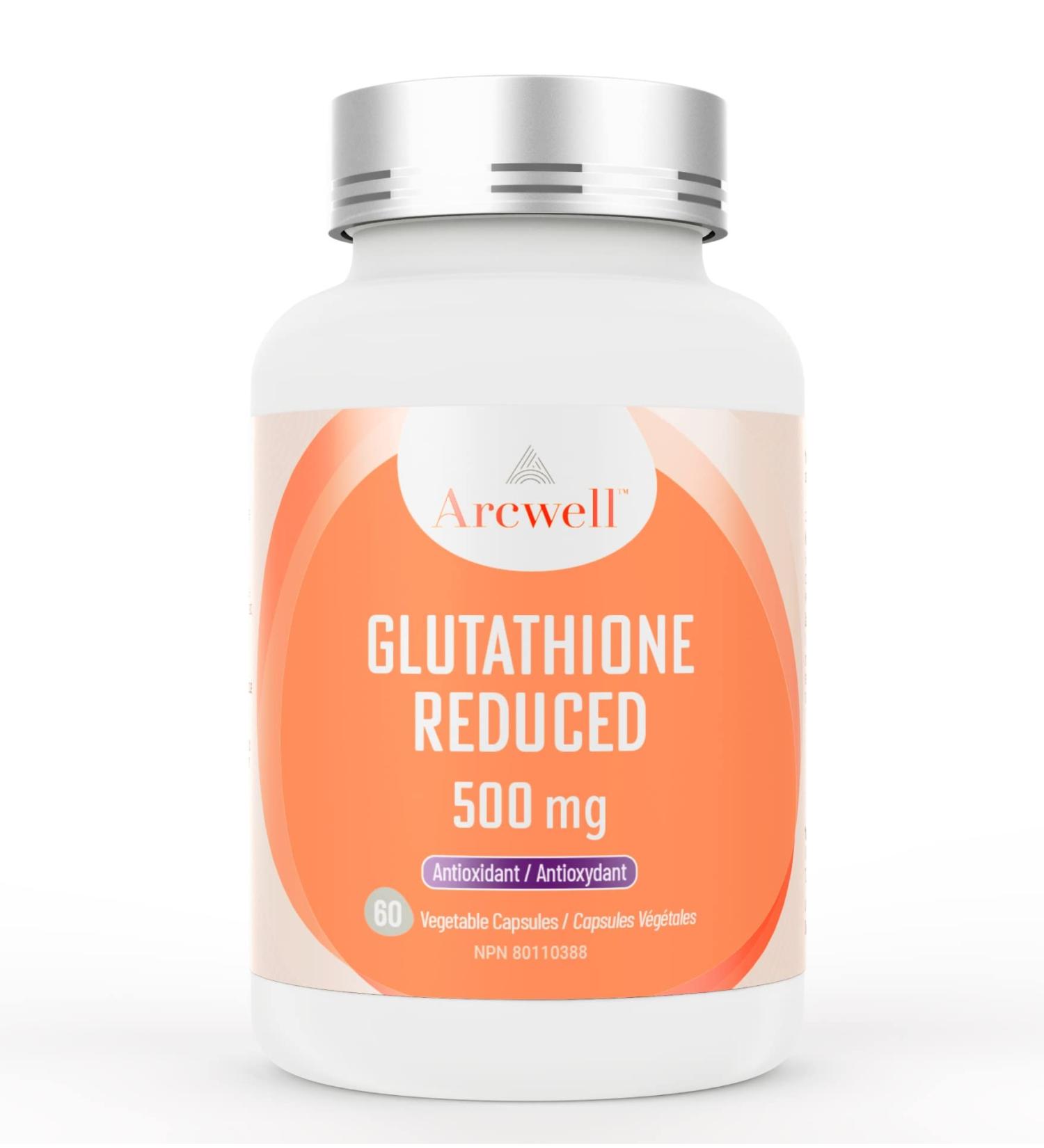 Arcwell Glutathione (Reduced) 500 mg - 60 Vegetable Capsules - Supports Immune System | Potent Intracellular Antioxidant - Buy Online on GoSupps.com