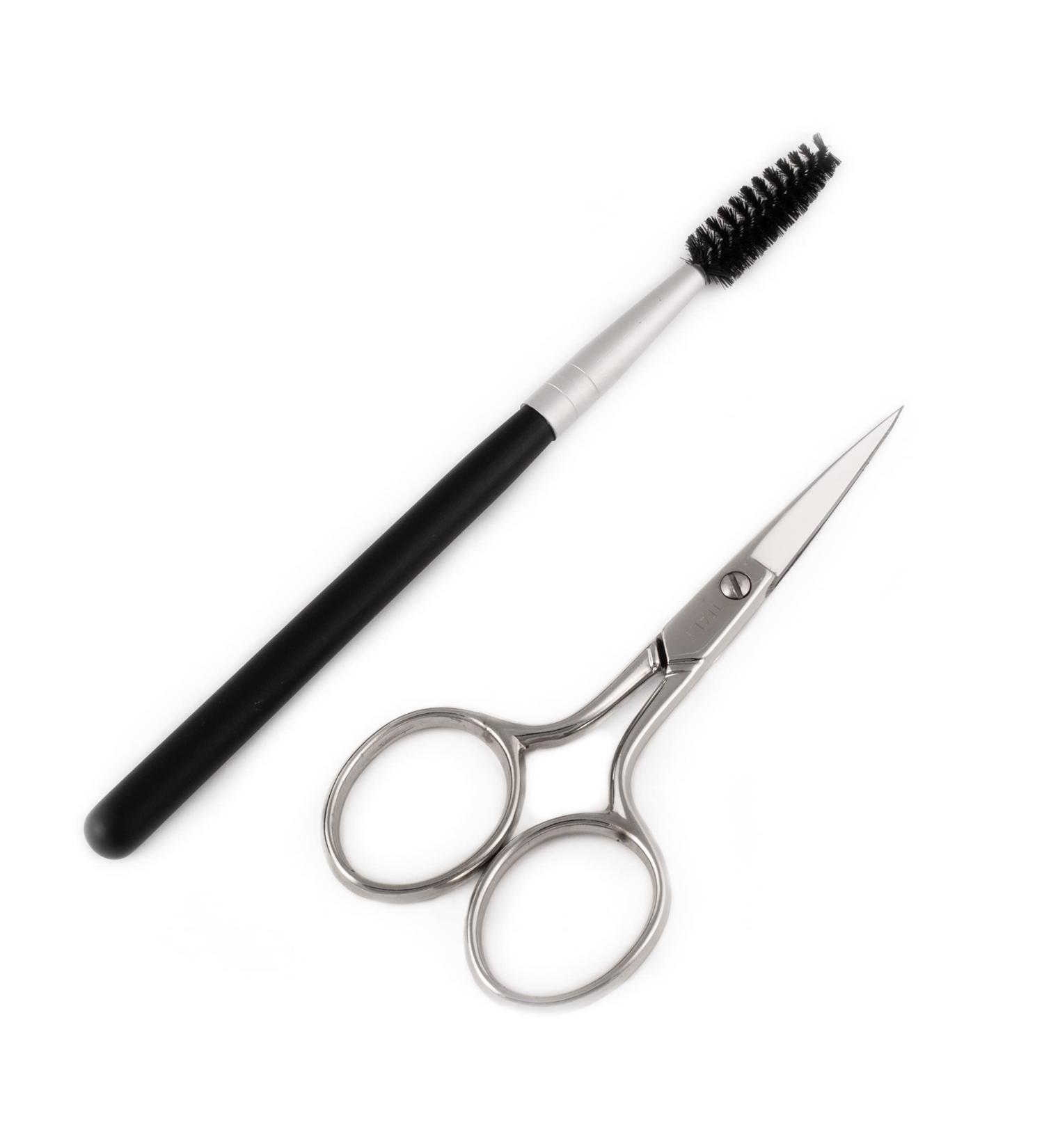 REFINE Italy Eyebrow Scissors and Spoolie Grooming Kit - Wooden Handle, Professional Quality - Buy Online on GoSupps.com