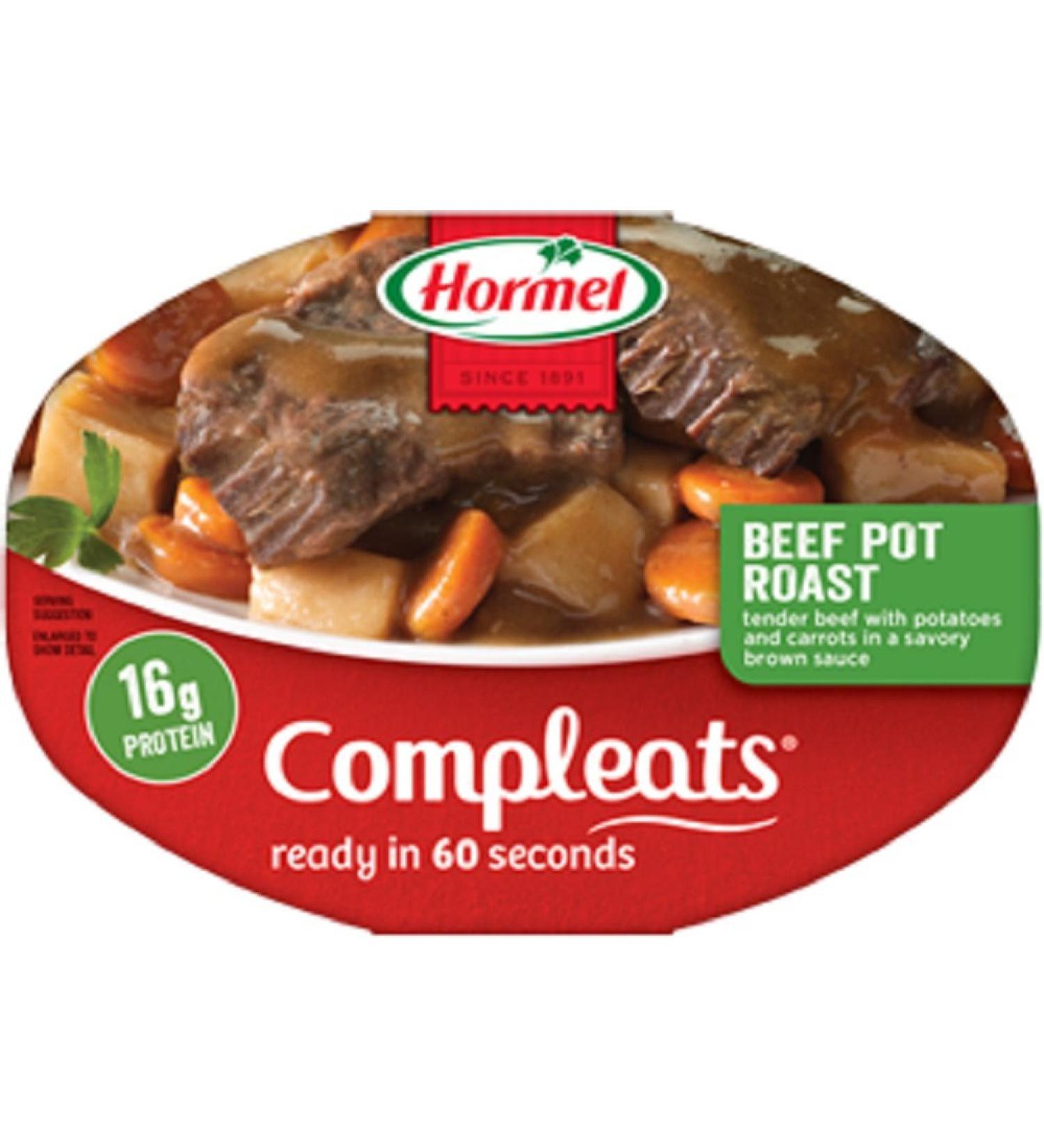 Hormel ComplEats Microwave Dinner 10oz Tray (Pack of 8) (Choose Varieties Below) (Beef Pot Roast With Potatoes & Carrots In Gravy)