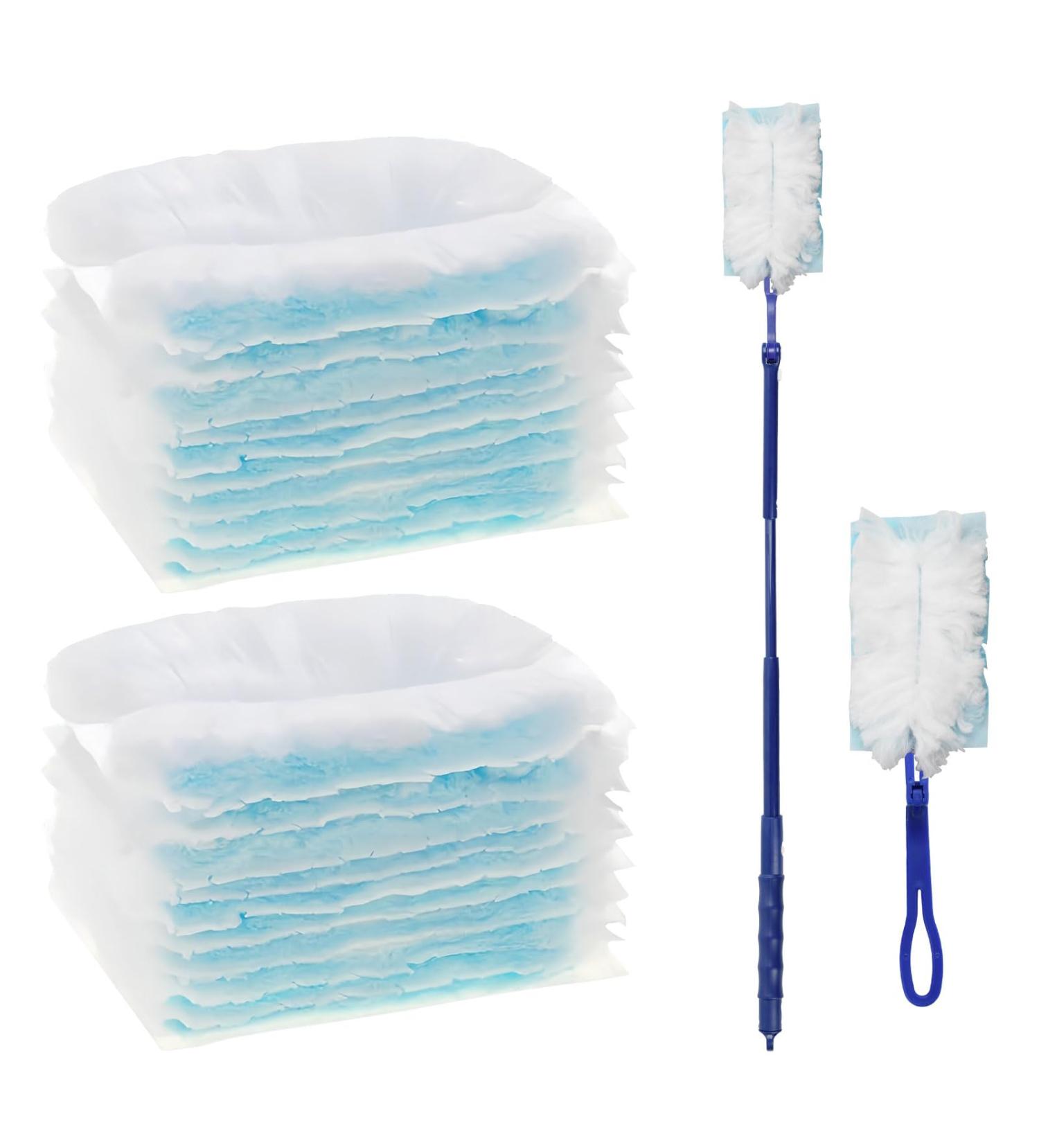 Volumoon Manual Dust Removal Set 20 Pcs Duster Removal Refill Kit with 2 Handle Strong Electrostatic Dust Removal Fluffy Duster Refills for Home Office& Car Cleaning (Blue) - Buy Online on GoSupps.com