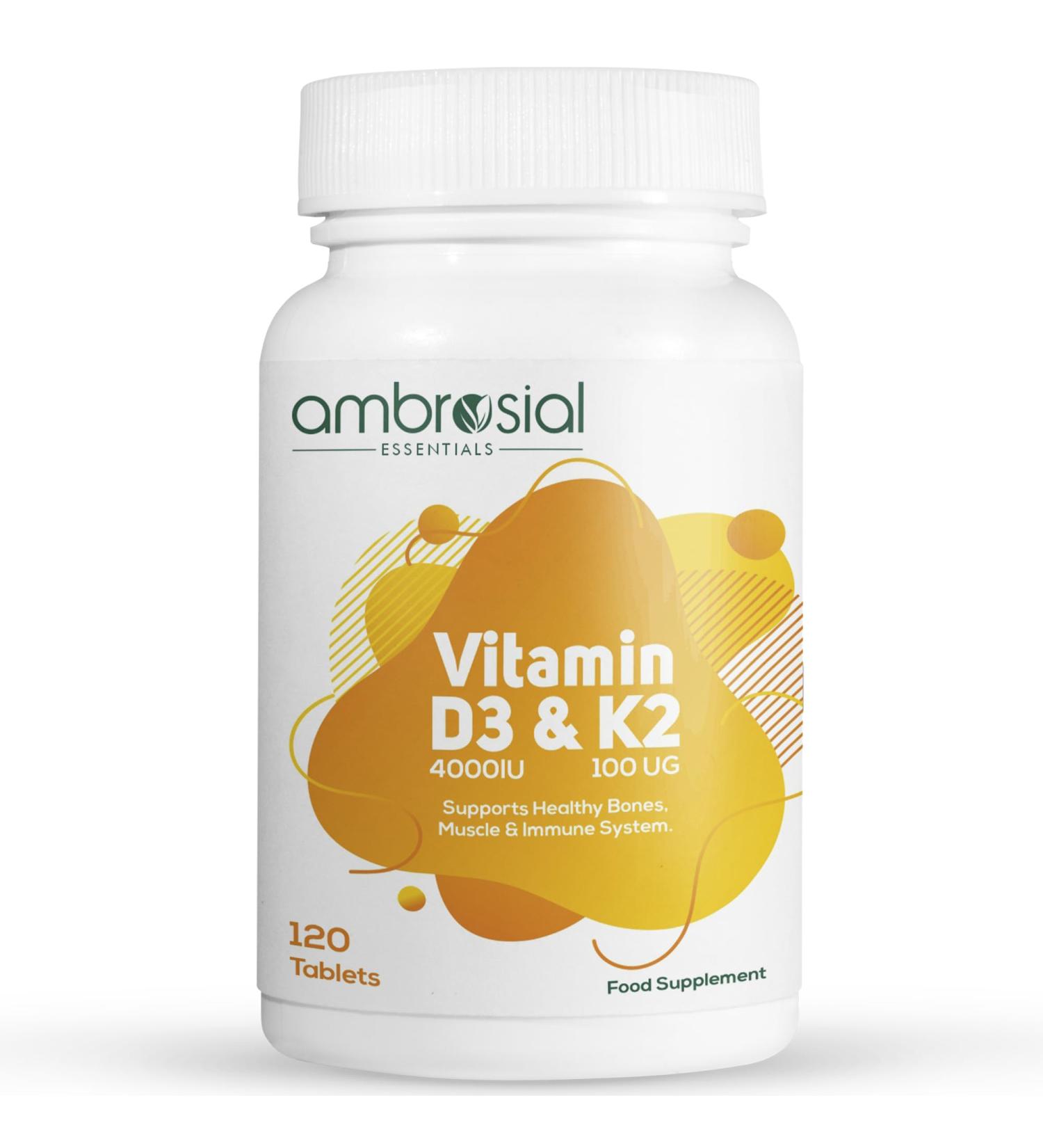 AMBROSIAL Vitamin D3 & K2 Tablets Pack of 1-120 Tablets - Buy Online on GoSupps.com