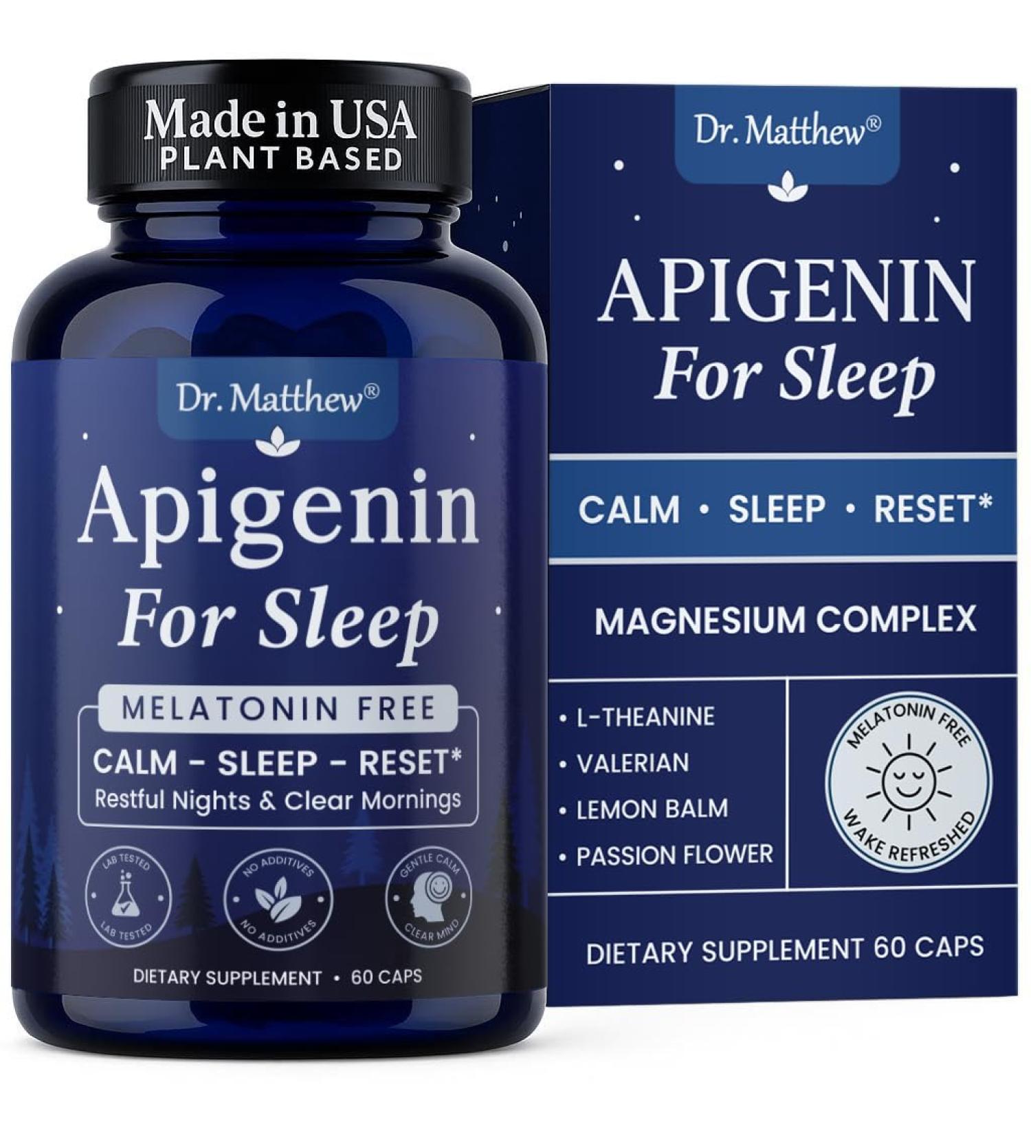 Apigenin Supplement for Sleep. Best Natural Sleep Aid Without Melatonin for Adults. With L-Theanine & Magnesium. Plant-Based Nighttime Support. Apigenina Suplemento. - Buy Online on GoSupps.com