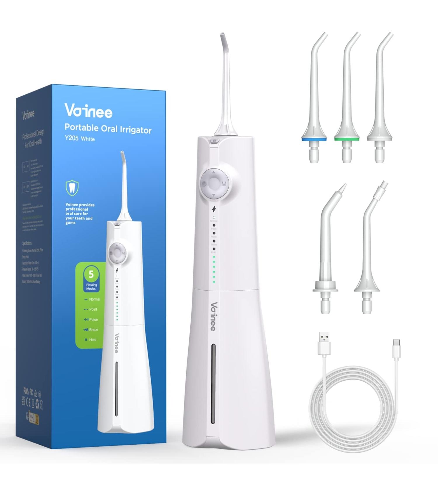 Voinee Care Wireless Oral Irrigator - Professional Munddusche with 5 Cleaning Modes 6 Pressure Levels & 5 Nozzles | IPX7 Waterproof Tooth Cleaner - Shop Now! - Buy Online on GoSupps.com